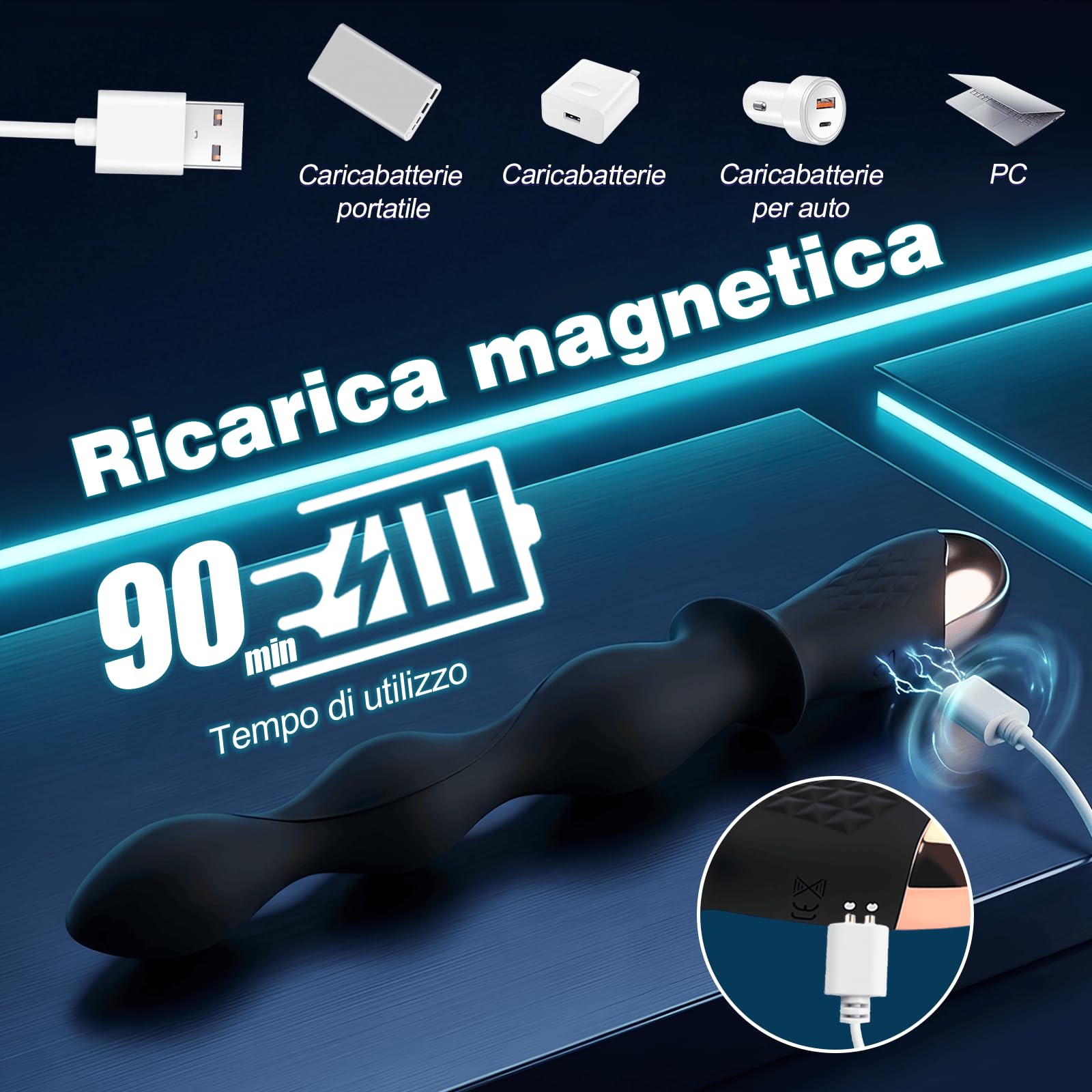 Vibratore Anale Plug Perline Massaggiatore Prostatico Punto G Buttplug