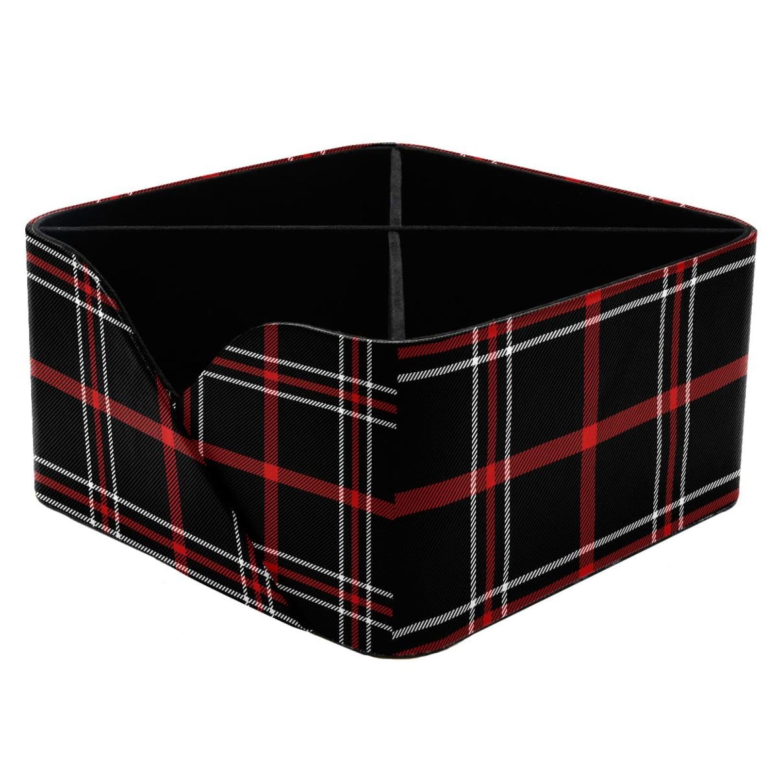 KengjuTesu Scottish Pattern Desktop Organizer Pen Holder, Rectangular Pencil Cup for Office, Study and Makeup Stations
