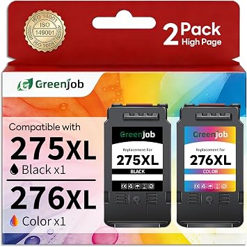 275XL 276XL Ink Cartridges Black and Color Replacement for Canon TS3722 Ink