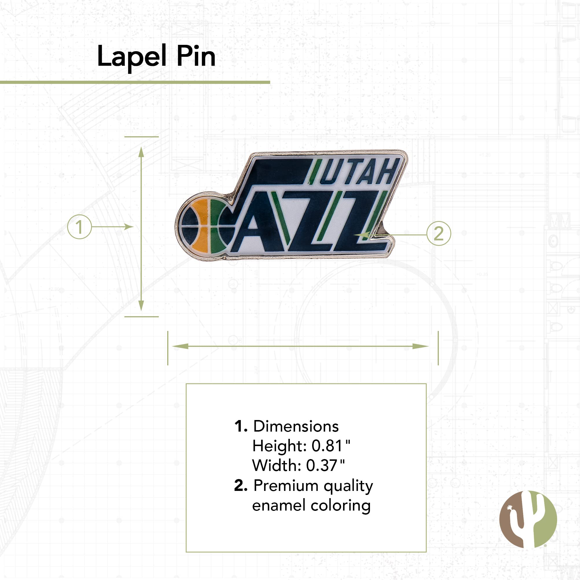 Desert Cactus Utah Jazz Lapel Pin NBA Team Logo National Basketball Association Enamel Made of Metal (Lapel Pin)