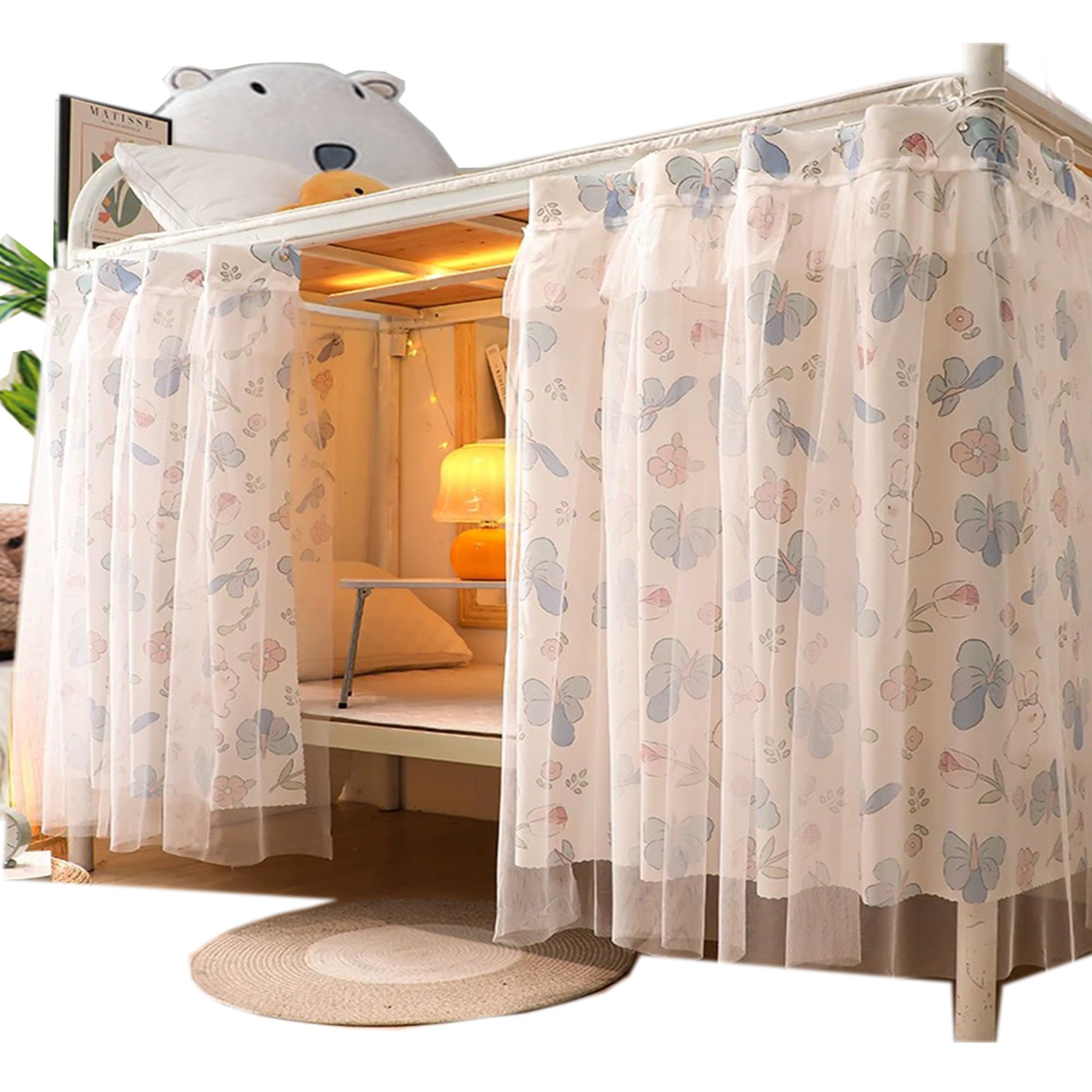 Qubanda 1 Panel Bottom Bunk Bed Curtains Cloth Breathable Bed Canopy Men Women Curtain Shading Nets for Single Bed