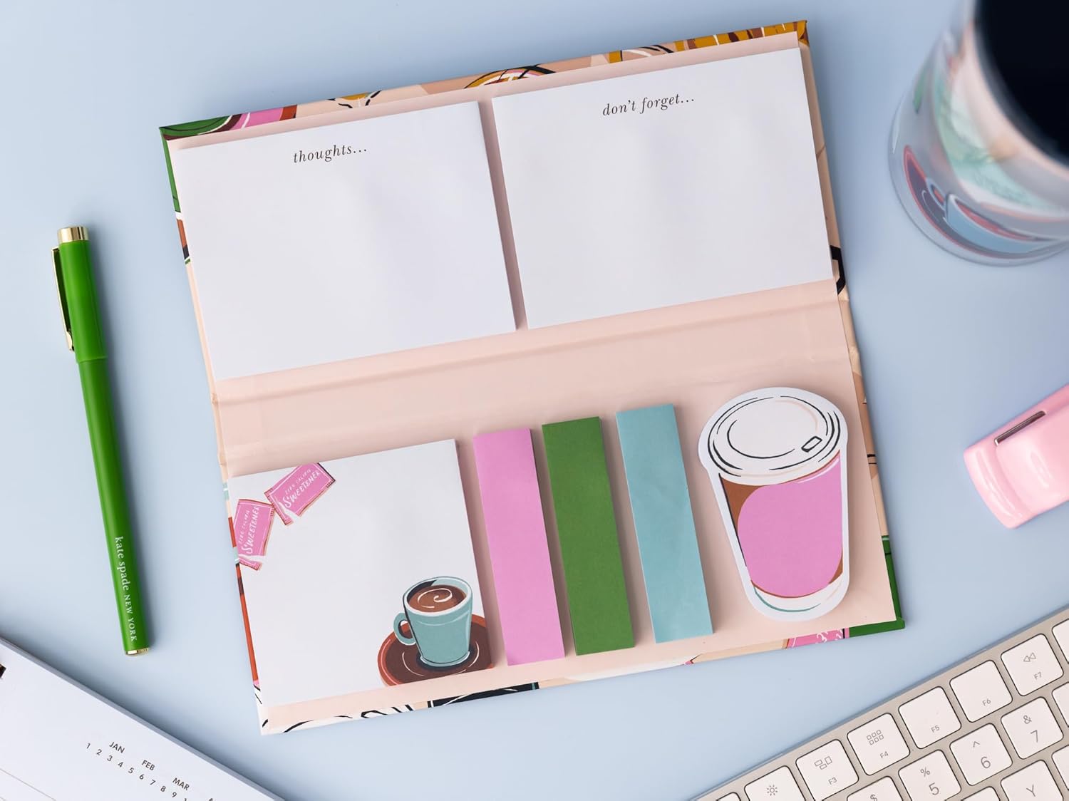 Kate Spade New York Padfolio with 7 Sticky Note Pads, Studying Essentials Set Includes Cute Sticky Notes with 75 Sheets Per Notepad, Rise and Shine - Image 4
