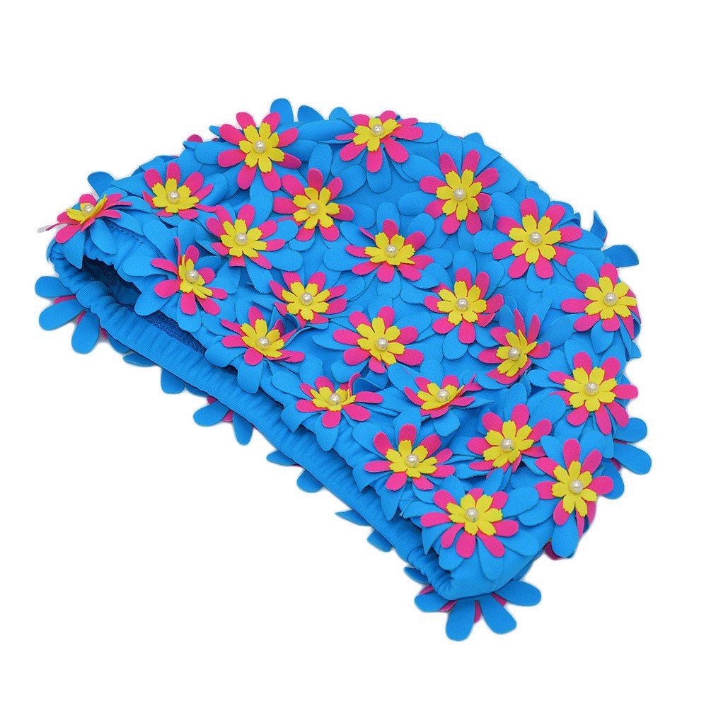 Gorro de natación con Estampado Floral Retro para Mujer