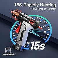 Vista 2 de EZARC Pistola de pegamento caliente inalámbrica con 30 mini barras de pegamento, kit de mini pistola de pegamento rápido de calentamiento en 15