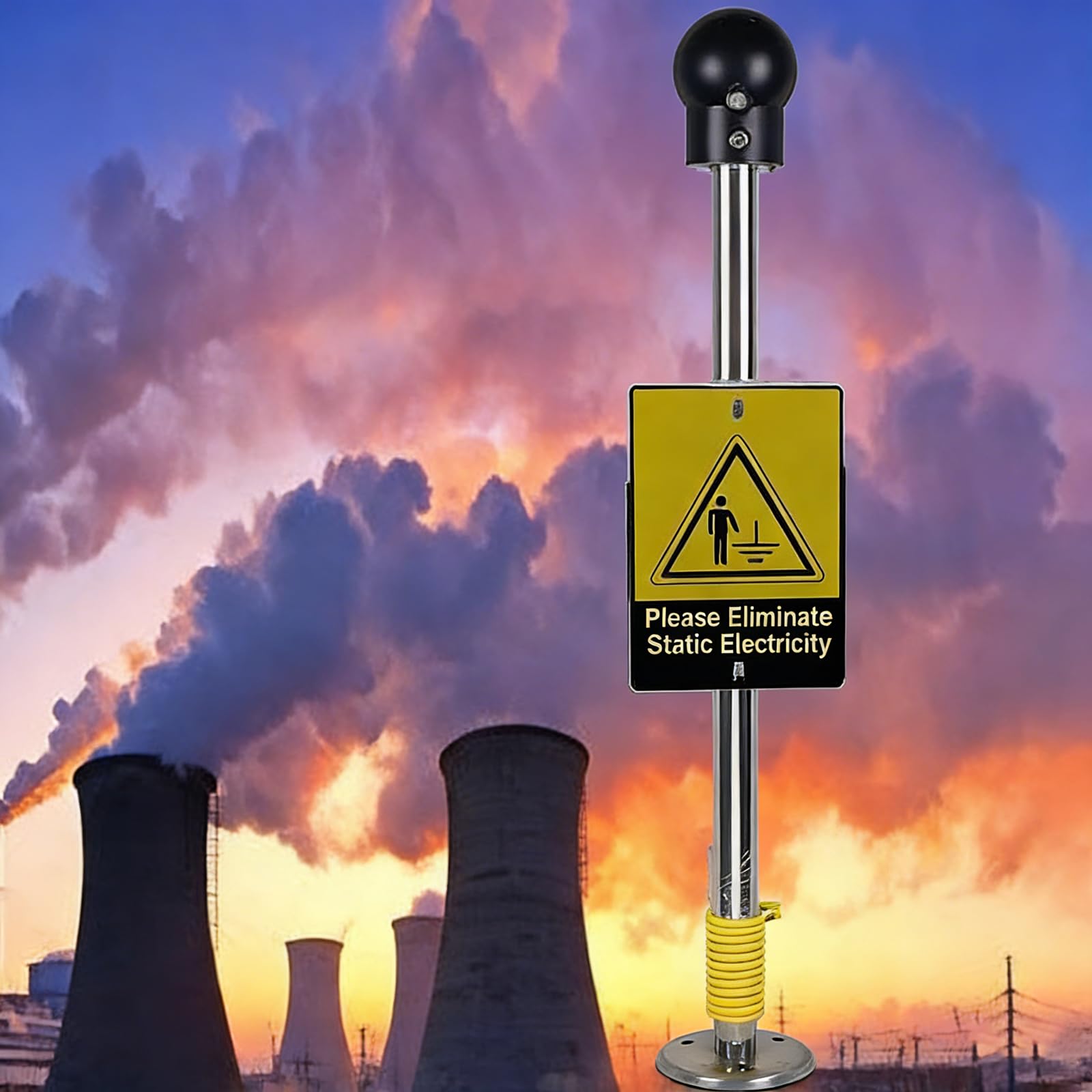 Bola de descarga estática táctil con alarma acústica y visual para talleres y gasolineras