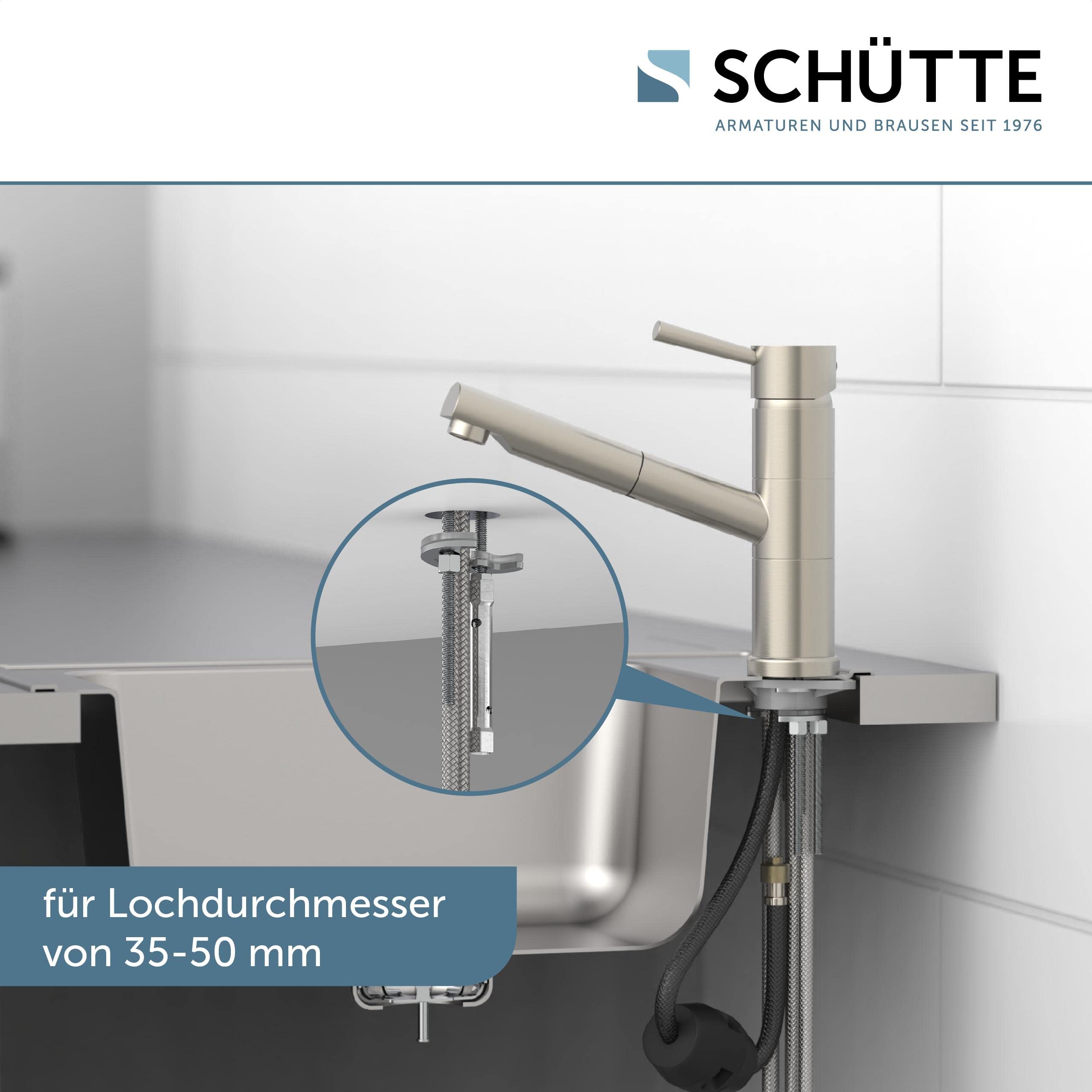 SCHÜTTE UNICORN Küchenarmatur mit ausziehbarer Geschirrbrause, Mischbatterie mit Einhebelmischer, Spültischarmatur Edelstahloptik, Edelstahl
