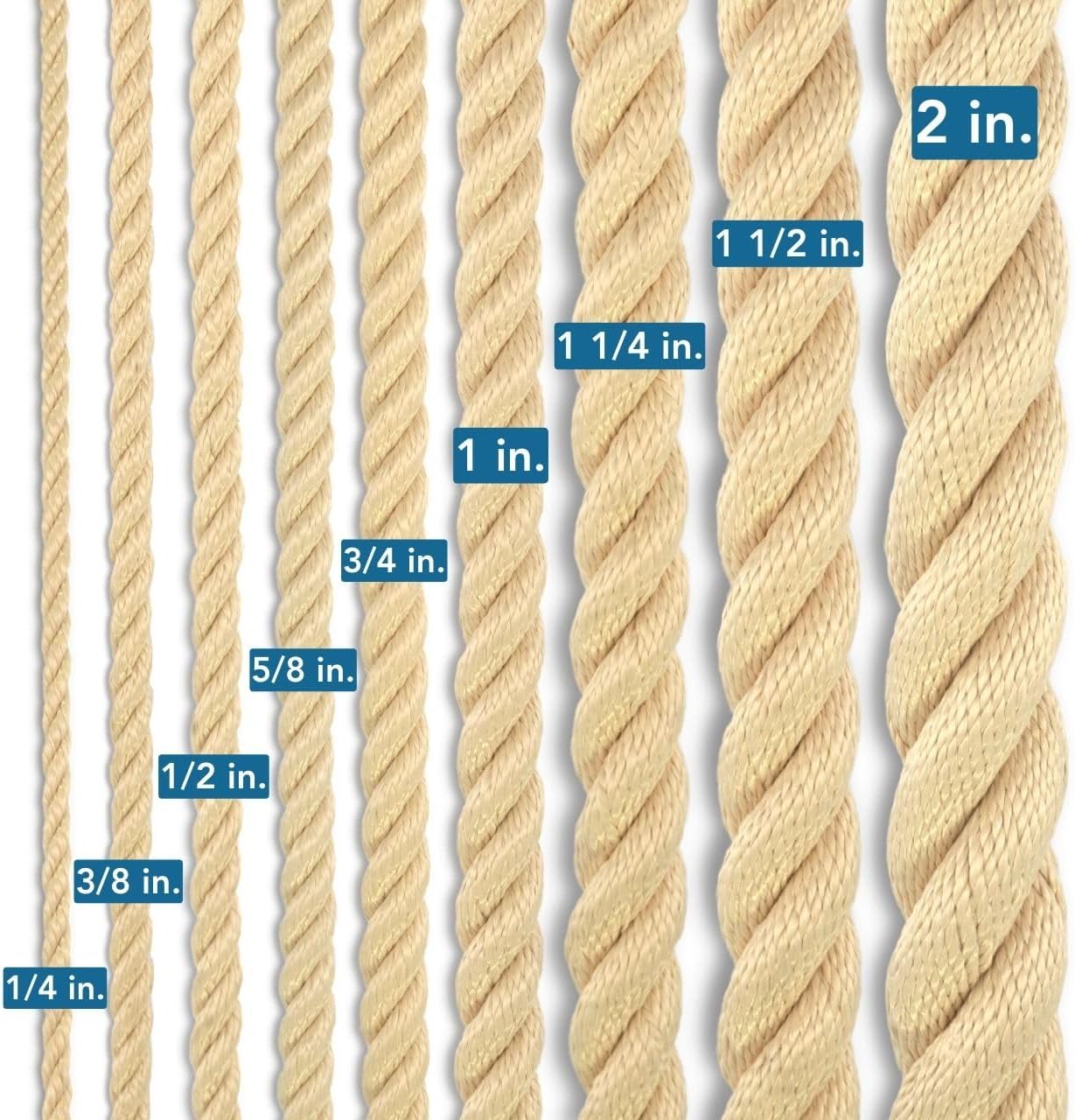 Blonde Polyester Rope | 3 Strand Twisted | 100% Polyester | 5/8 in. x 50 feet
