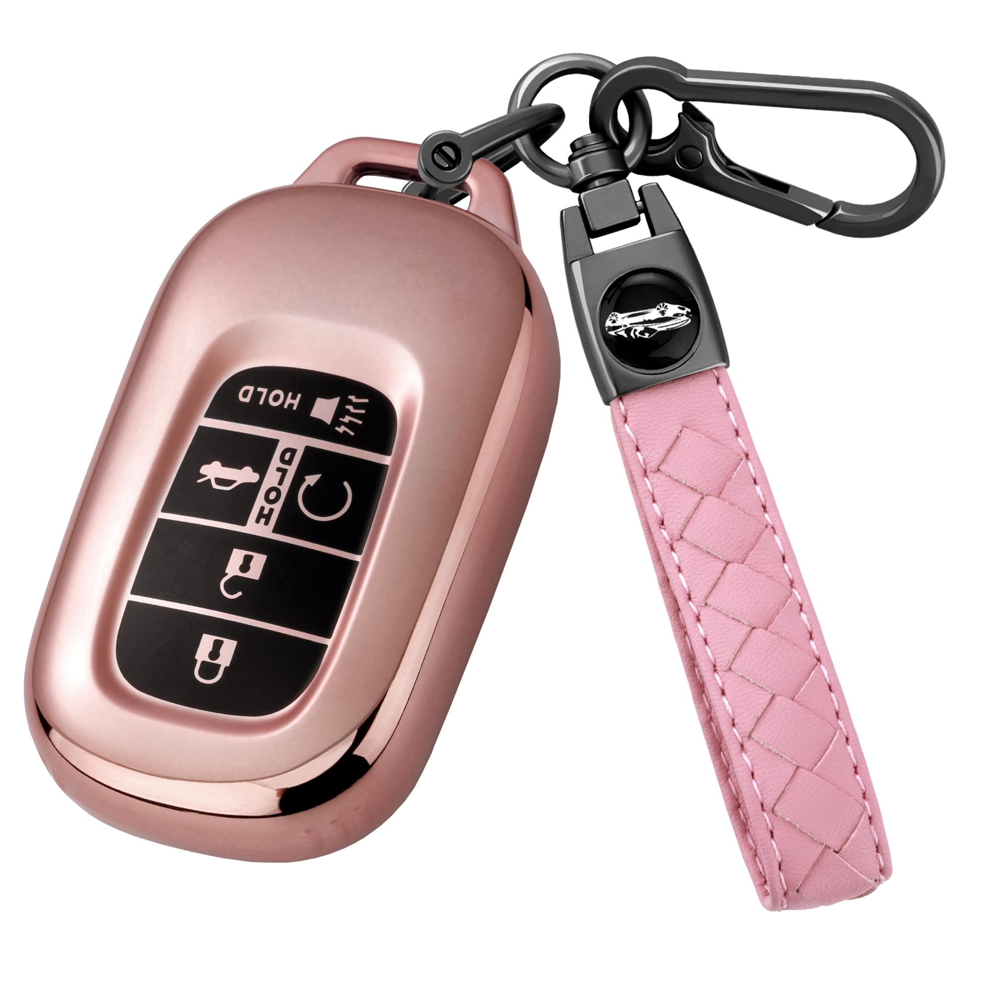 Key Fob Cover with Keychain For 2022 2023 2024 Accord Civic HR-V CR-V Pilot Smart Remote Key Case