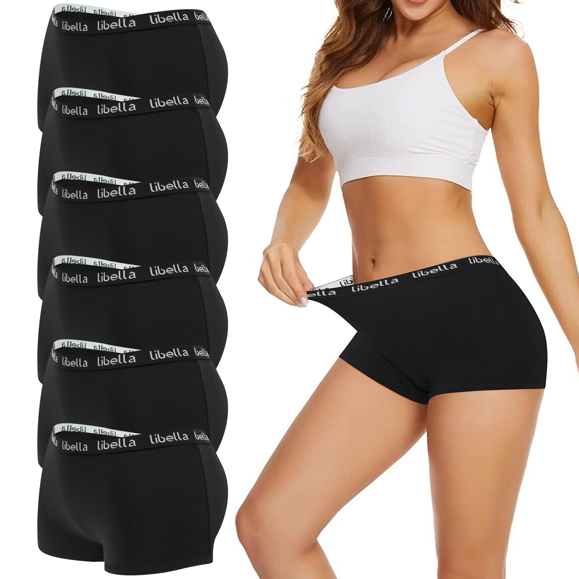 Uizuooy Boxer Shorts Women's Cotton Briefs Women's Breathable Panties Soft Women Underwear Stretch Hipster Comfortable Underwear Multipack Pack of 6