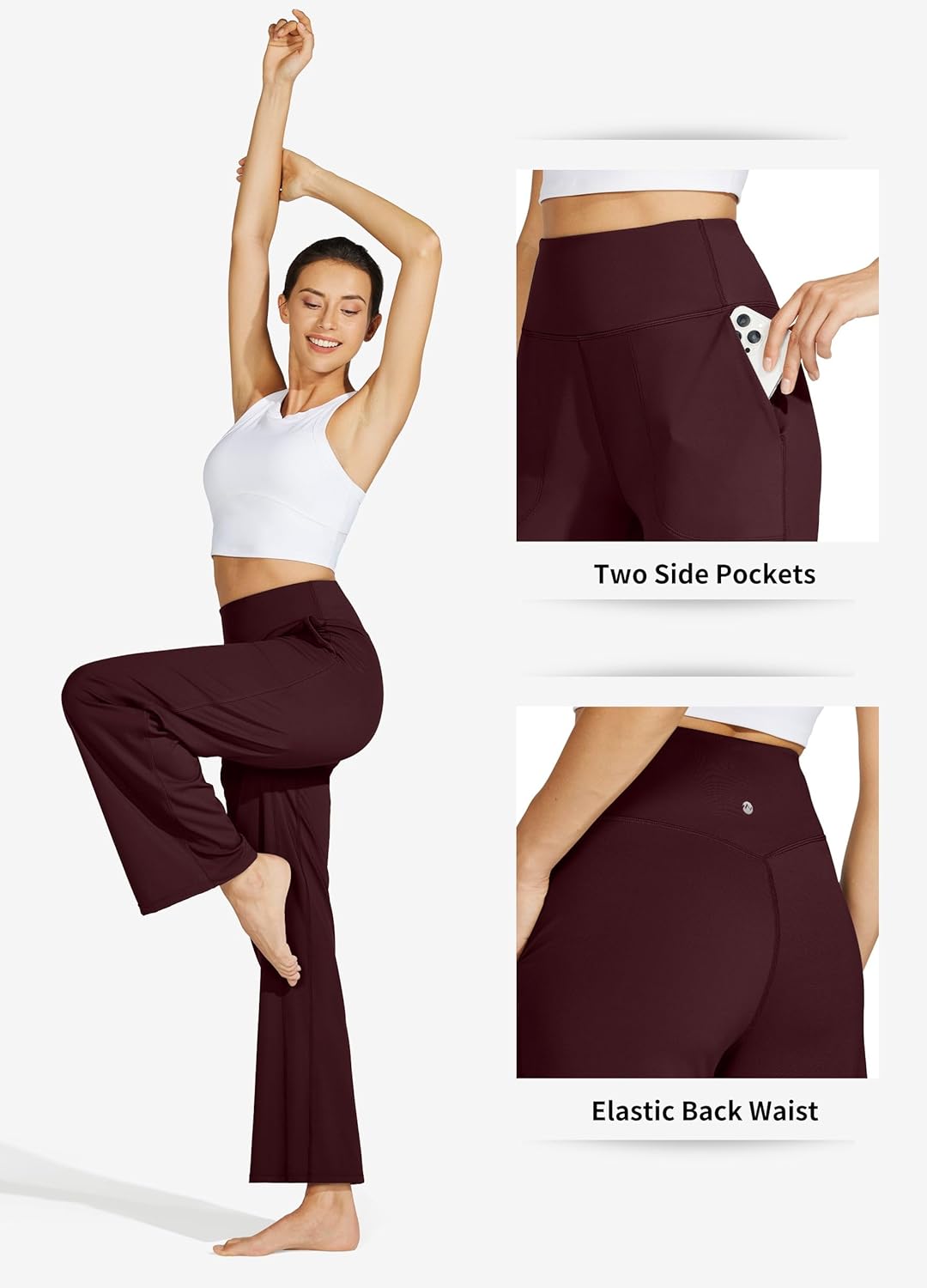 Willit Women's Wide Leg Yoga Pants with Pockets Stretch Loose High Waist Comfy Soft Casual Lounge Sweatpants 28"/30" - Image 4