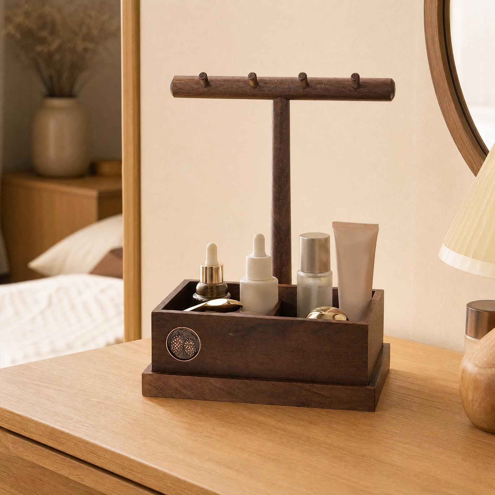 Organizador Escritorio Madera Maciza Ahorra Espacio Bandeja Decorativa Segura Bandeja para Cómoda