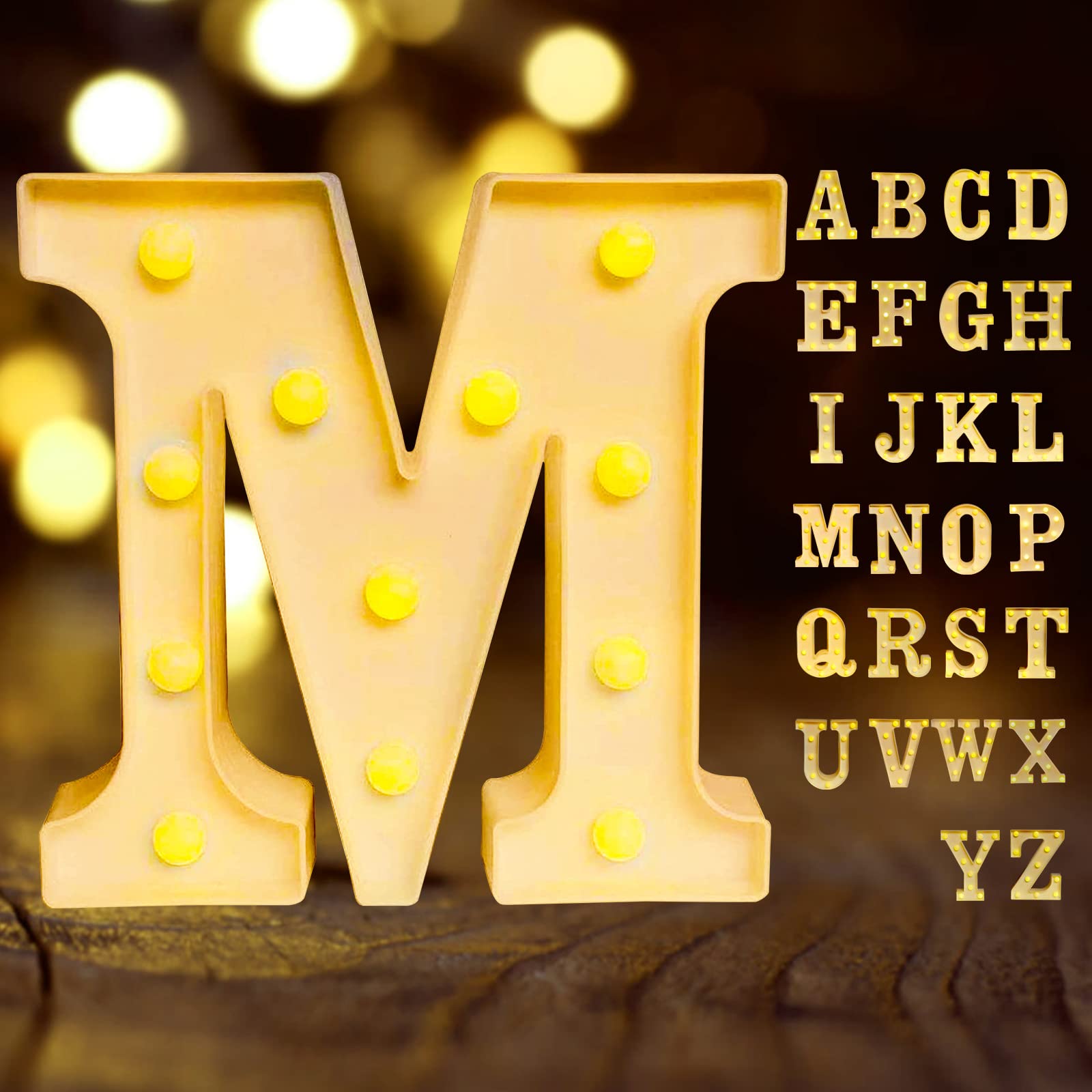 Laerjin Light Up Letters, Marquee Letters with Lights, Decorative Led Light Up Number, Night Light Wedding Birthday Party Christmas Home Bar - Letter Lights-M