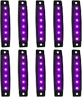 Vista 17 de Paquete de 10 Luces Laterales Marcadoras de Remolque DC 12V Verde Ahumado 3.8" 6 LED Barra de Luz de Gálibo Tira de Luz Indicadora de Señal