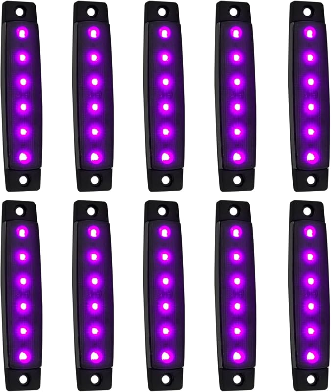 Barra de luz LED lateral roxa fumê FABOOD F 12 V para reboque e veículos – Kit com 10 unidades