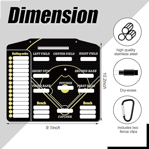 Miniatura 3 de Tablero magnético de béisbol para Dugout Metal Baseball Coaching Portapapeles Equipo de entrenamiento de softbol con 30 tarjetas de alineación, 2