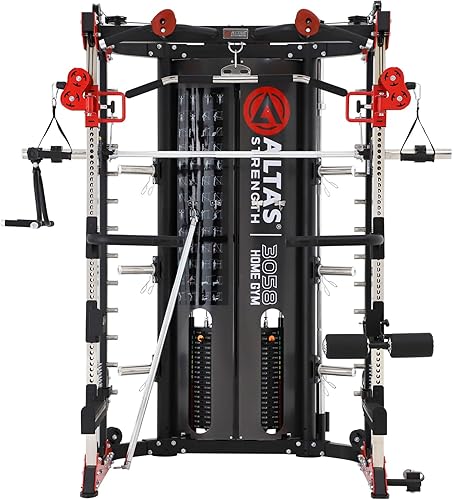 Miniatura 3 de Altas Strength 3058G Smith Machine - Gimnasio en casa con pilas dobles de peso de 220 libras, capacidad de 1,000 libras, jaula de alimentación todo