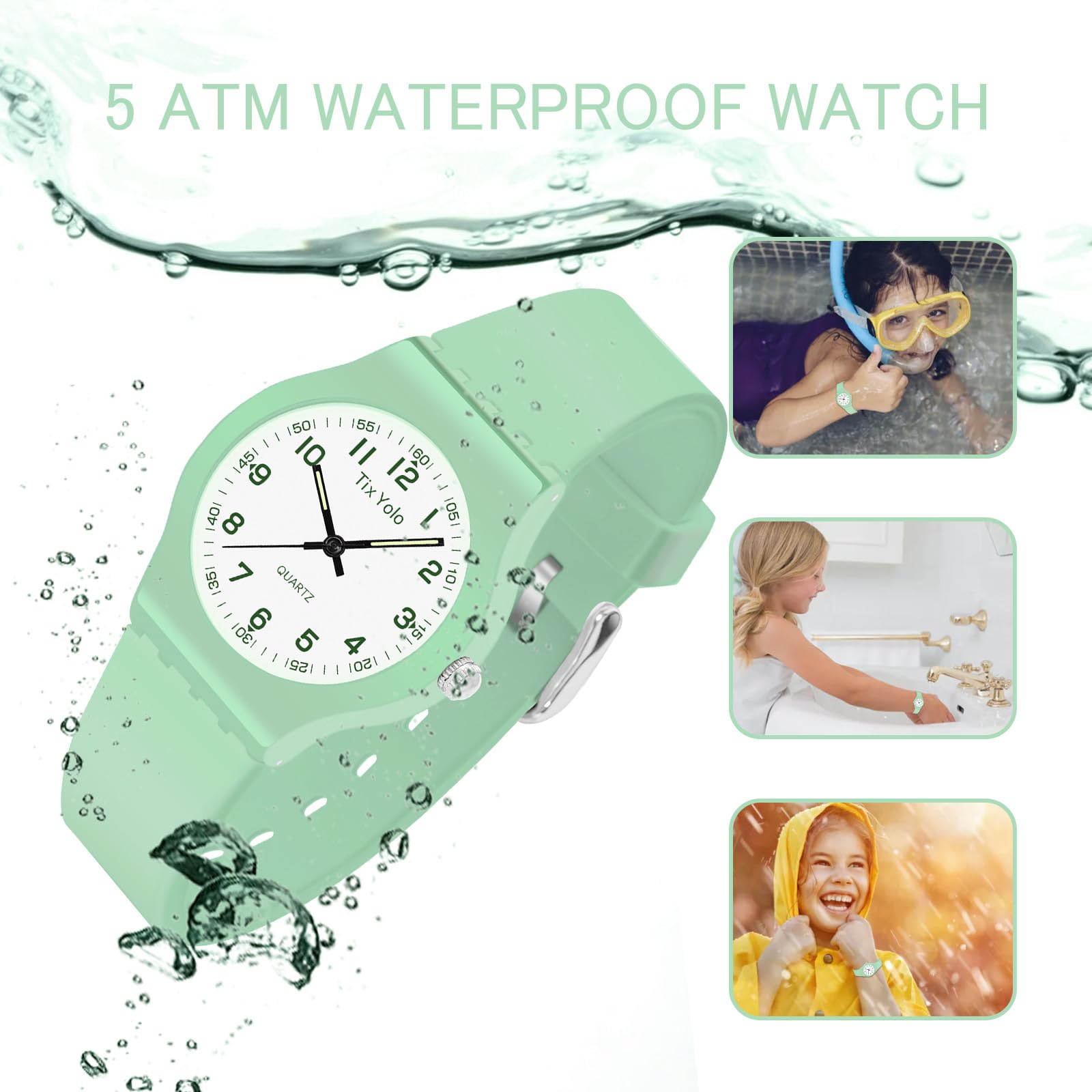 Reloj para niños y niñas, resistente al agua hasta 50 m, cronometraje preciso, tiempo de aprendizaje, fácil de leer, para estudiantes, deportes, al aire libre, relojes analógicos para niños de 5 a 12