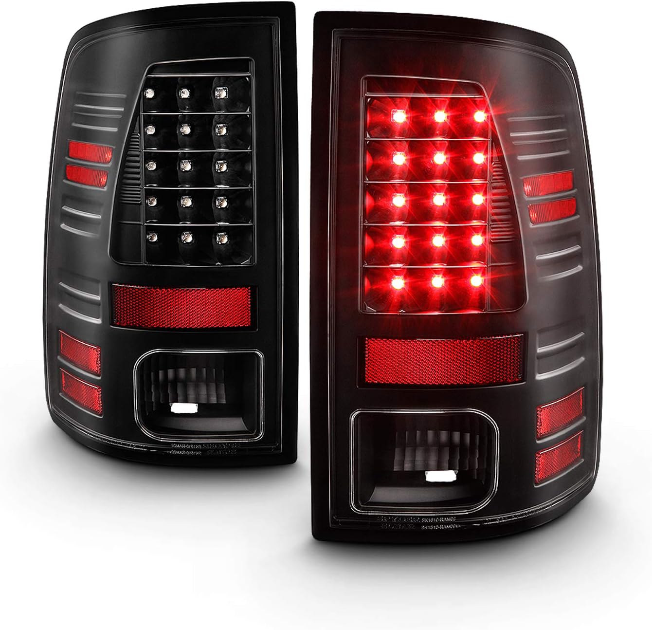 AKKON - For 13-18 Dodge Ram 1500 2500 3500 Pickup Truck Black Smoke Rear LED Tail Lights Brake Lamps Replacement