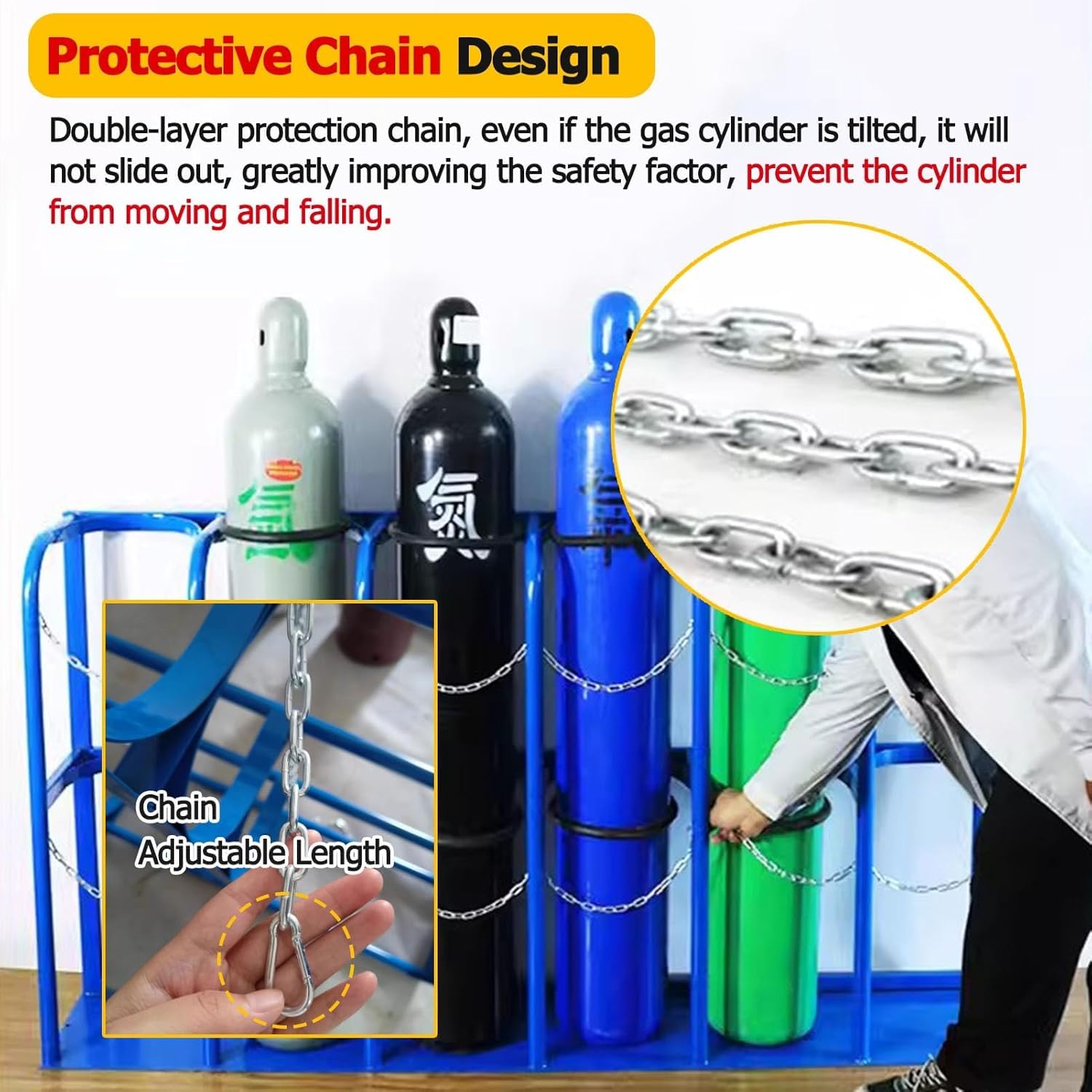 Carrello Portatile per bombole di Ossigeno, Robusto Supporto da Pavimento per bombole di Ossigeno con ripiano di stoccaggio, Giallo 60x30x100 cm - Perfetto per Uso Domestico e Medico, Design