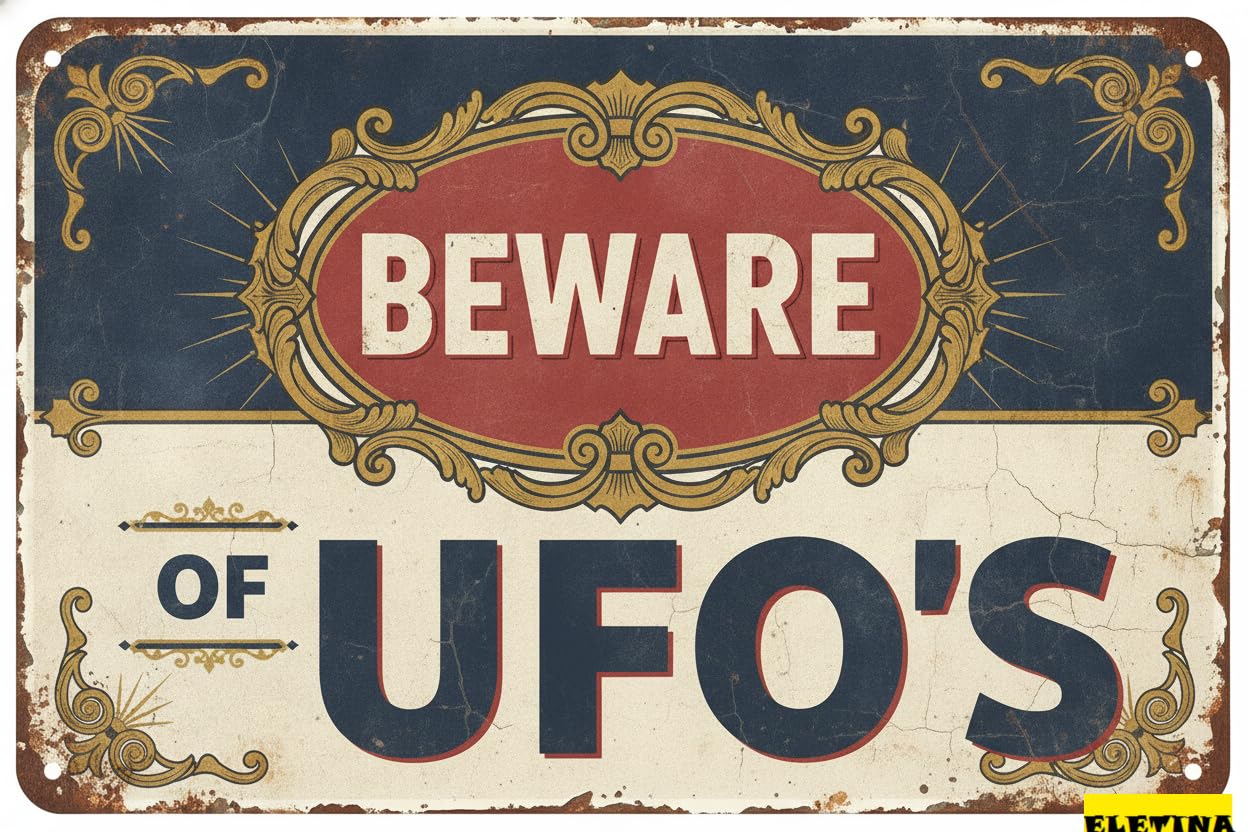 Personalized Sign for Man Cave New Metal Aluminum Beware Of Ufos Decorative Outdoor & Indoor 8x12inh Private Property