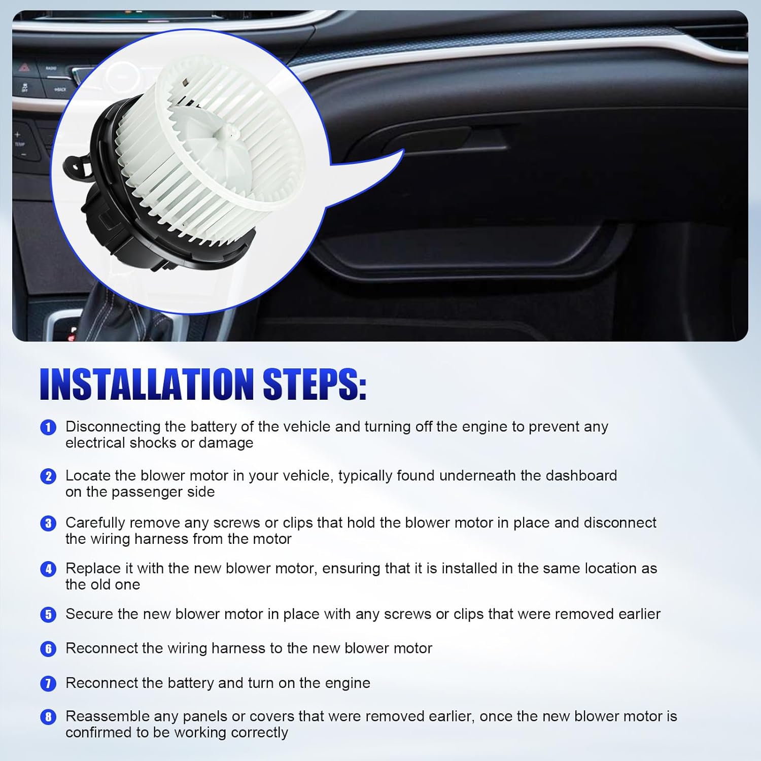 Front AC Blower Motor with Fan Fits for 2008 2009 2010 2011 Mercedes Benz C300 C350 C63 E350 E550 GLK350 HVAC Heater Blower Motor Replaces# 700248 2048200208