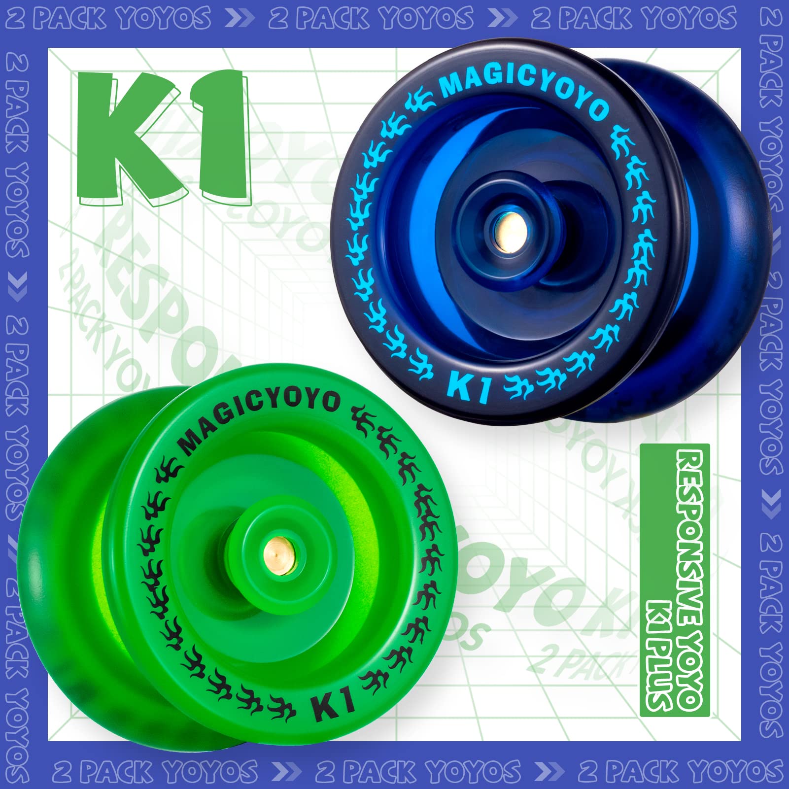 YOSTAR K1 Yoyos Pack of 2, Vaual Responsive Yoyo Master Pack, Tug-Return Trick Yoyo for Kids & Beginners - Image 2