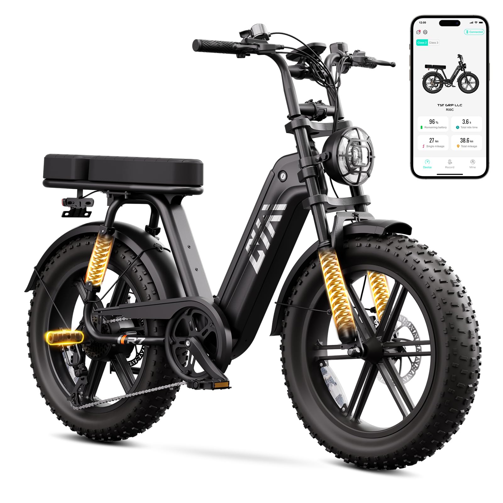 TST Electric Bike for Adults, 1500W Peak Motor 60 Miles Fat Tire Ebike with 48V 15Ah Removable Battery 20" Fat Tire Electric Bike, Dual Suspension