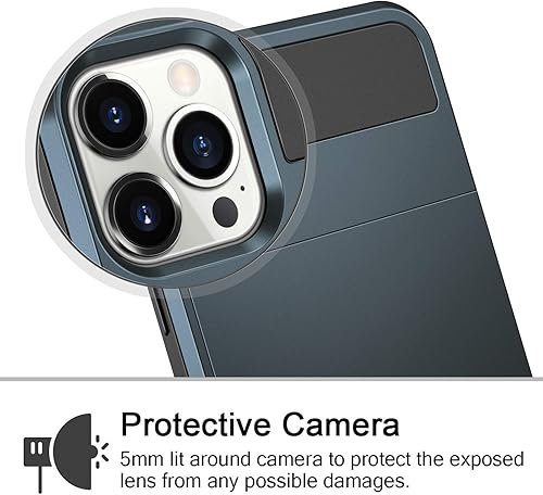 Miniatura 10 de Vofolen Funda compatible con iPhone 12 Pro Max 5G, con ranura para tarjeta de crédito, bolsillo trasero deslizante, antiarañazos, doble capa,