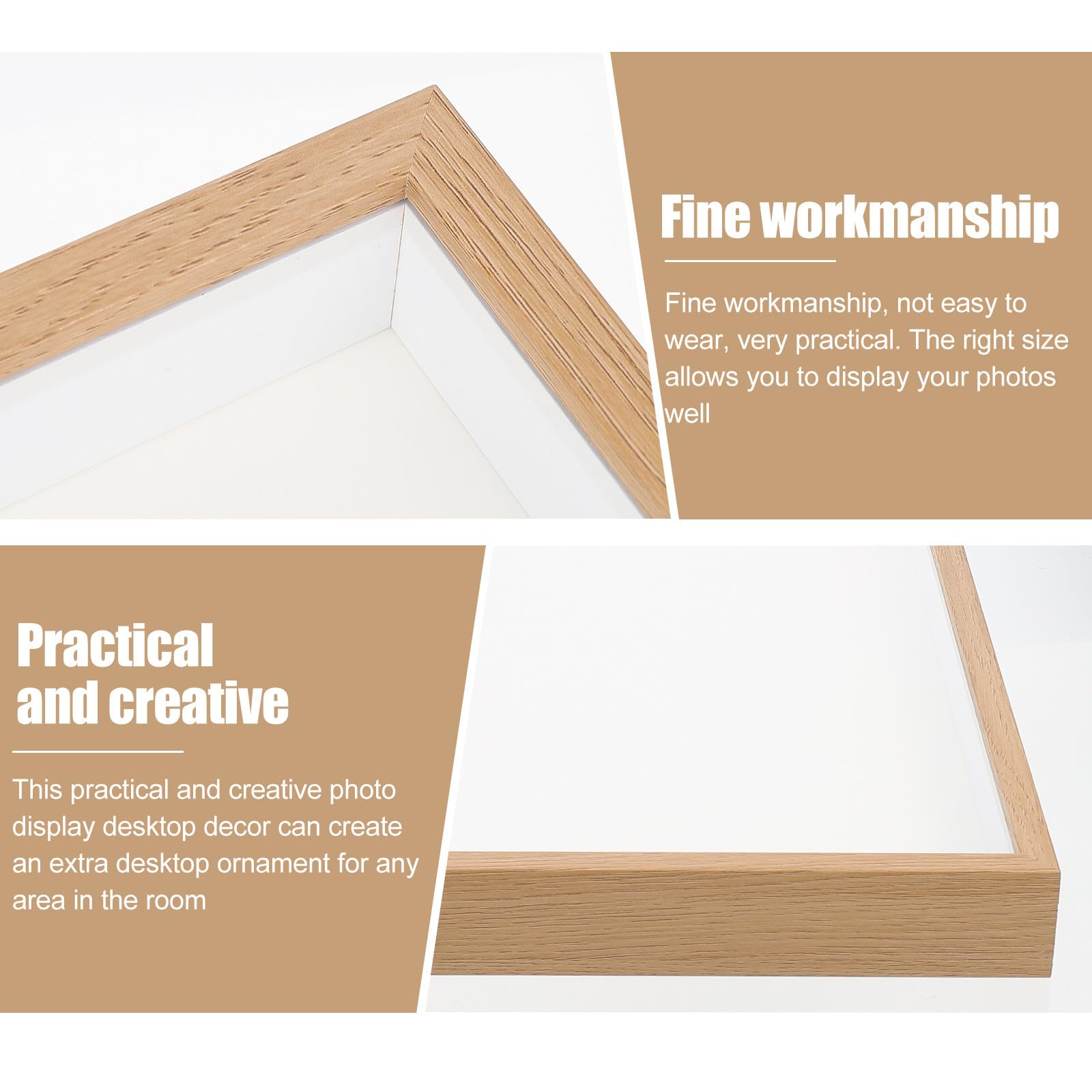 ifundom Marco de Fotos de Escritorio A3 de Madera Beige para Pared y Mesa