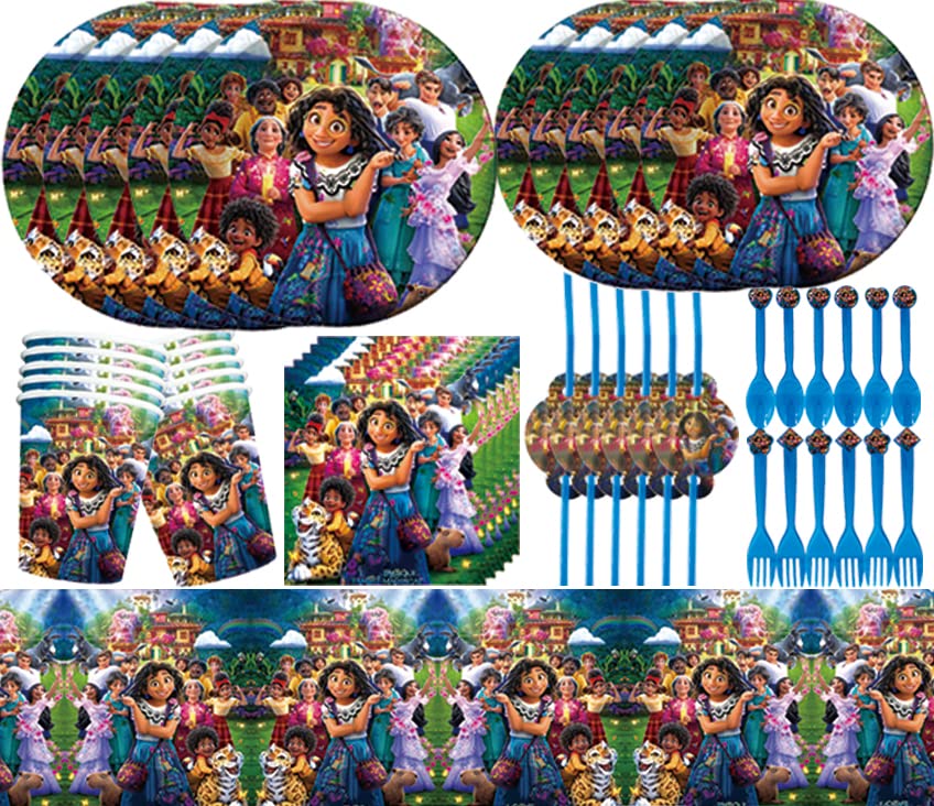 Cartoon Birthday Party Supplies, Magic Movie Party Decorations Include tablecover, 7+9inch plates, fork, spoon, paper cups, straws, napkin Party Favors for Kids.