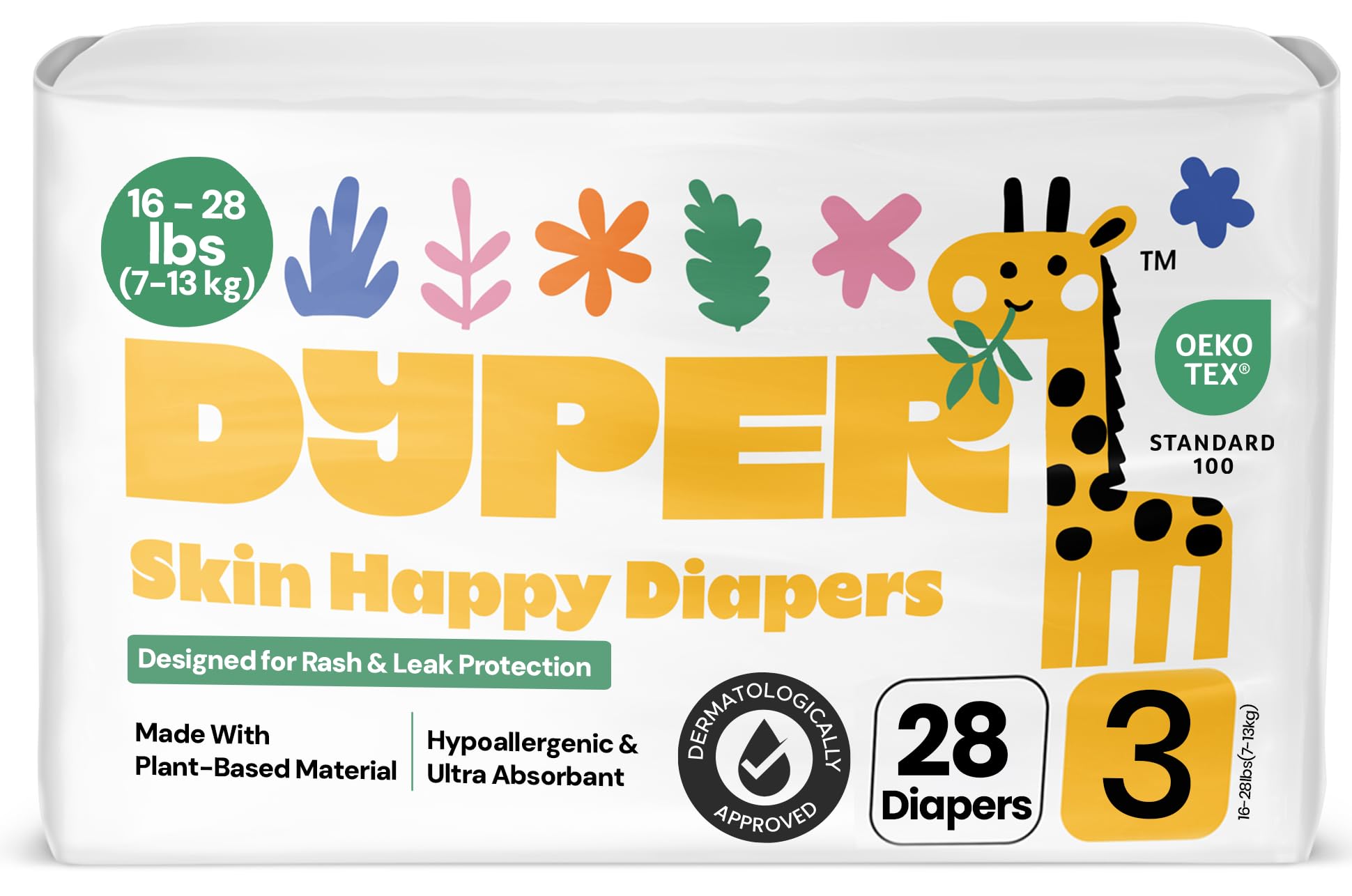 DYPER Bamboo Viscose Baby Diapers Size 3 Honest Ingredients Alternative to Fabric Day and Night Made with Plant Based Materials Hypoallergenic