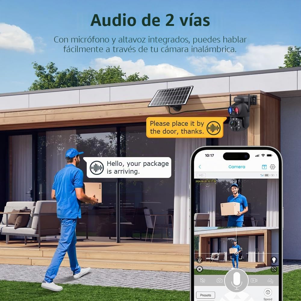 SHIWOJIA Cámara con SIM 4G de Exterior 50X Zoom 360° PTZ Cámara de Exterior 4G con Doble Lente, visión Nocturna a Color, PIR detección Inteligente