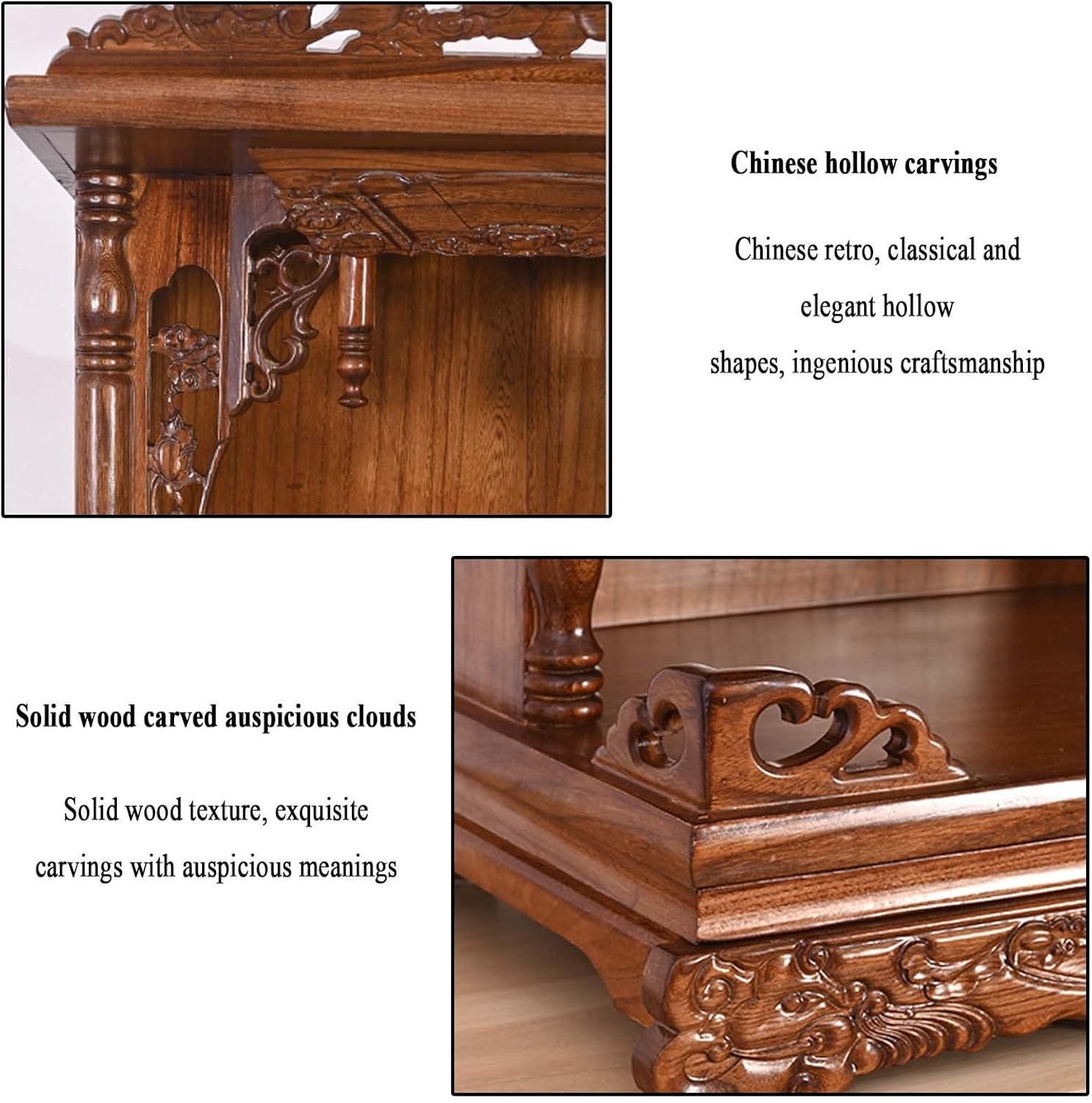 Wall-Mounted Solid Wood Personal Altar Cabinet with Pull-Out Stool for Buddha Prayer and Offerings - Elegant Home Shrine for Meditation and Spiritual Practices