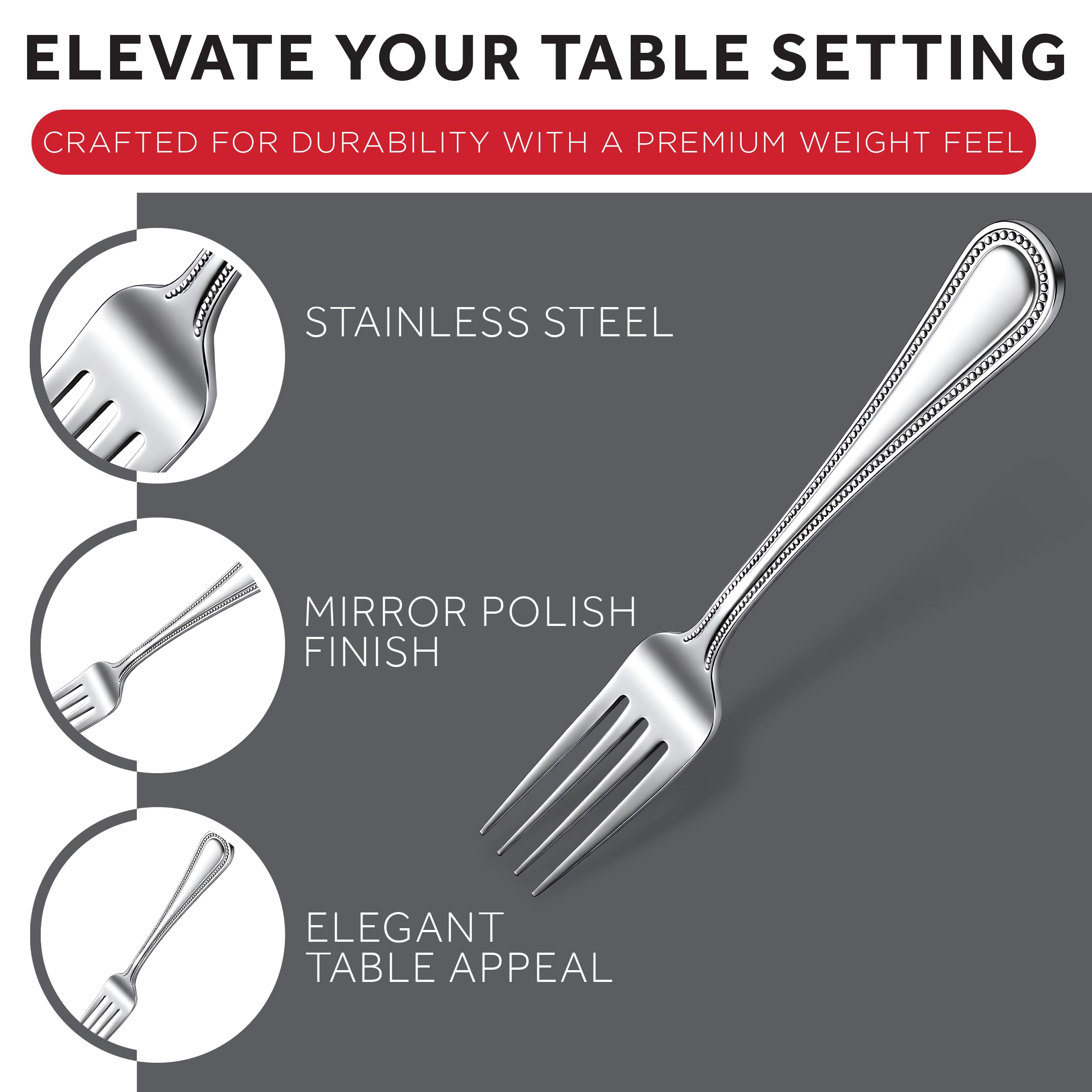 Winco 12-Piece Dots Dinner Fork Set, 18-0 Stainless Steel,Silver — Amazon image 5