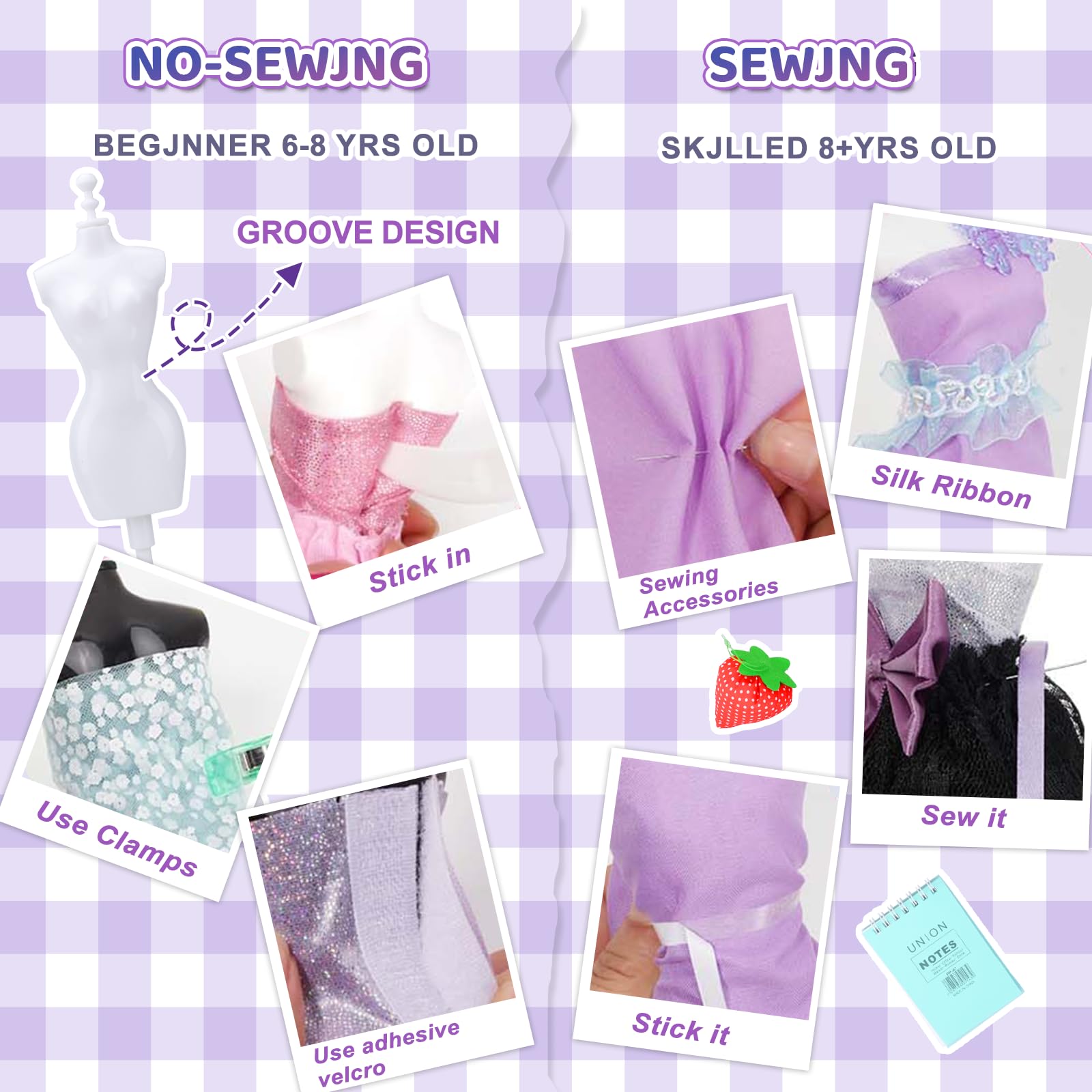 BBWELL Kit di Design di Moda per Ragazze,1200+Kit per Arte e Artigianato Creativi,Lavoretti Creativi Arte e Artigianato Fashion Designer Kit,Cucito Giochi Lavoretti per Ragazze 6-12+ Anni Regali