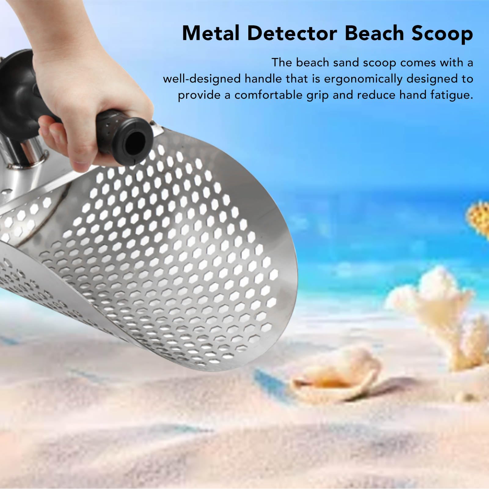 Paletta per Sabbia da Spiaggia in Acciaio Inossidabile per rilevamento di Metalli Design Pieghevole Resistente e antiruggine con Comoda Impugnatura Pala per setacciatura EF