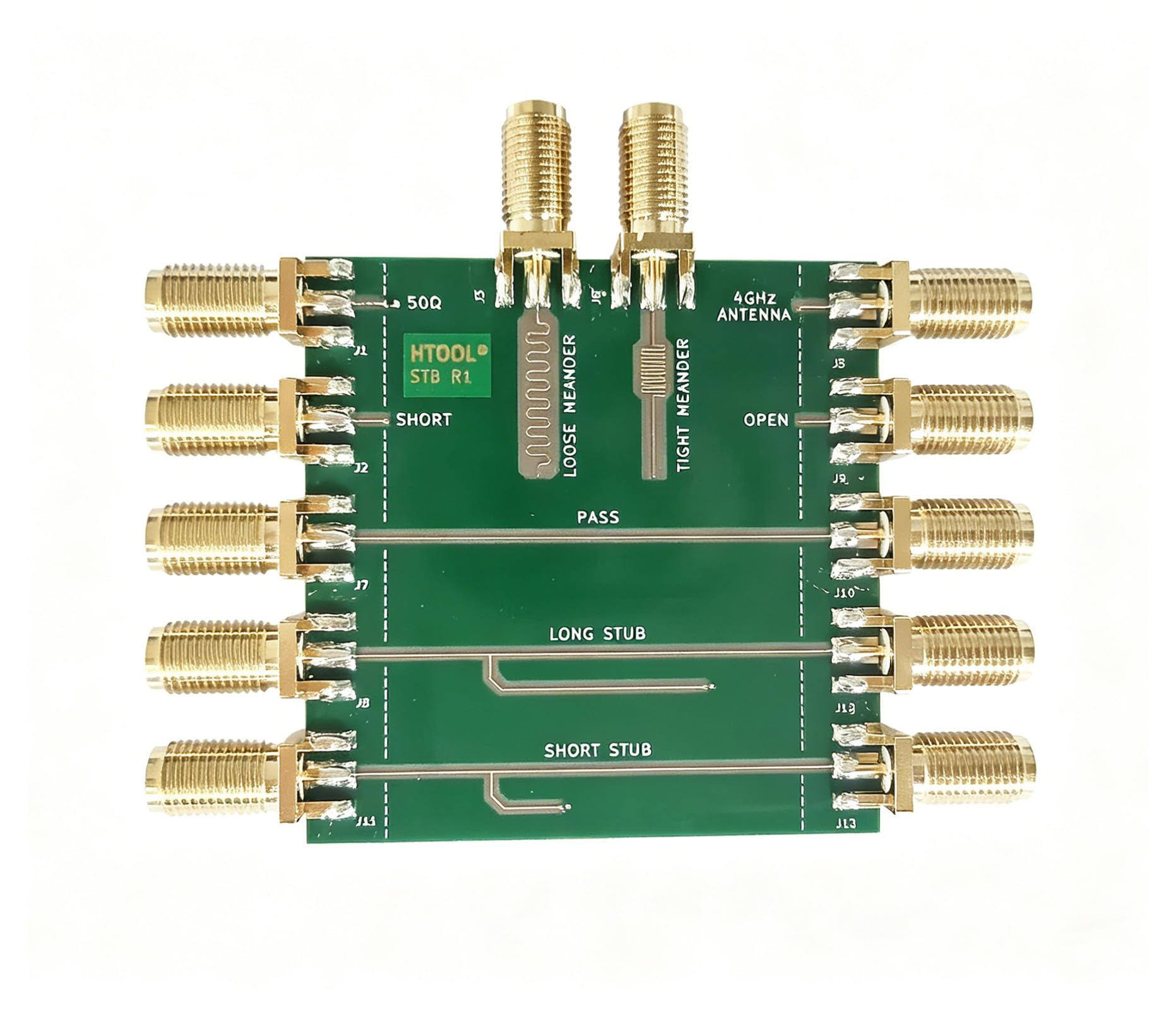 STB R1 R2 Signal Integrity Test Board, 50Ω Impedance Controlled PCB, Integrated SOL Calibration Kit for VNA, 5 Transmission Line Topologies, SMA Ports, for SI/PI Test, EMC & RF Engineering Teaching