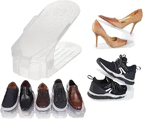 Kit 20 Organizadores de sapatos, saltos e tênis com regulagem de altura - Transparente