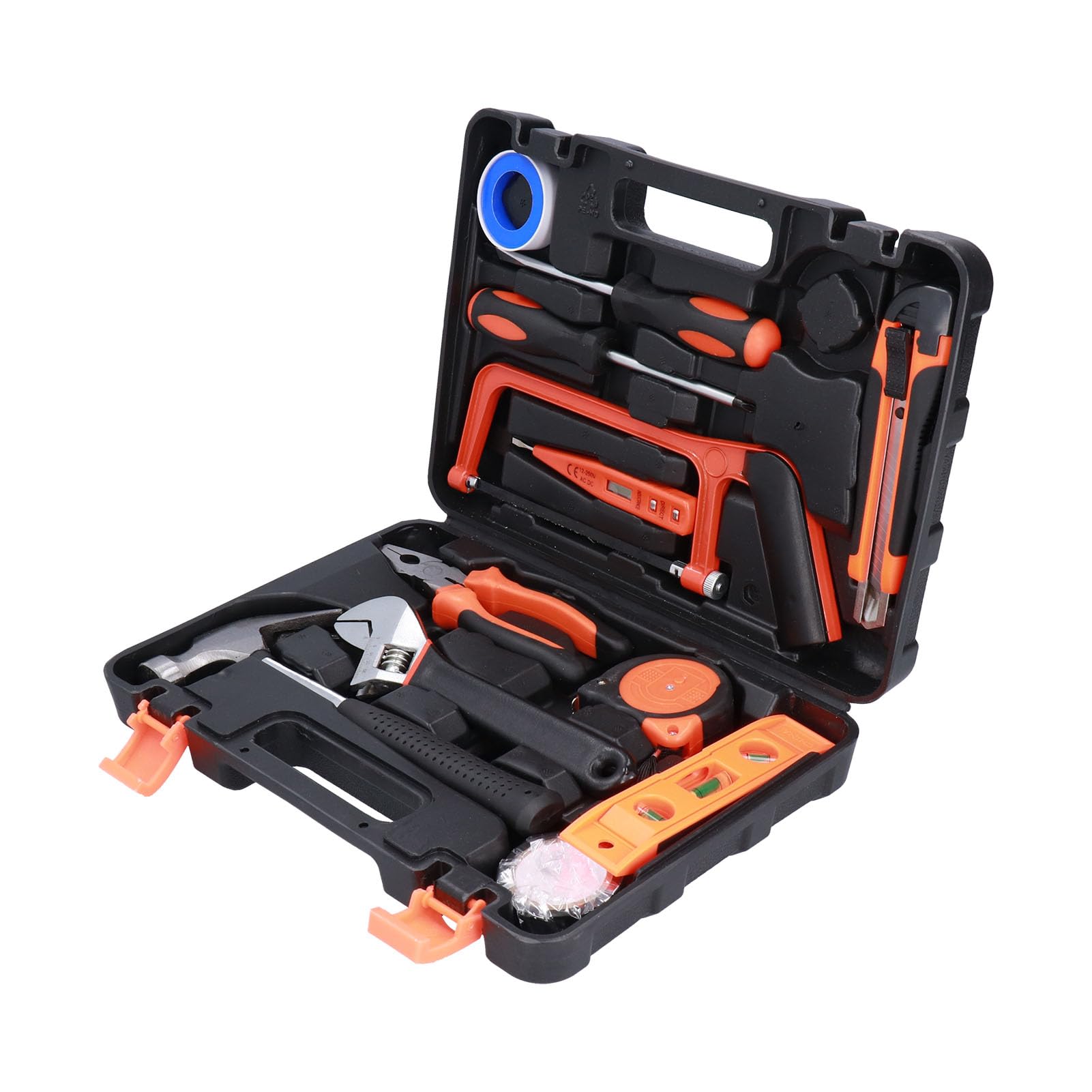 Kit de herramientas profesionales: juego de 13 herramientas manuales resistentes con caja de almacenamiento para mantenimiento del hogar, proyectos de bricolaje, carpintería y trabajo eléctrico