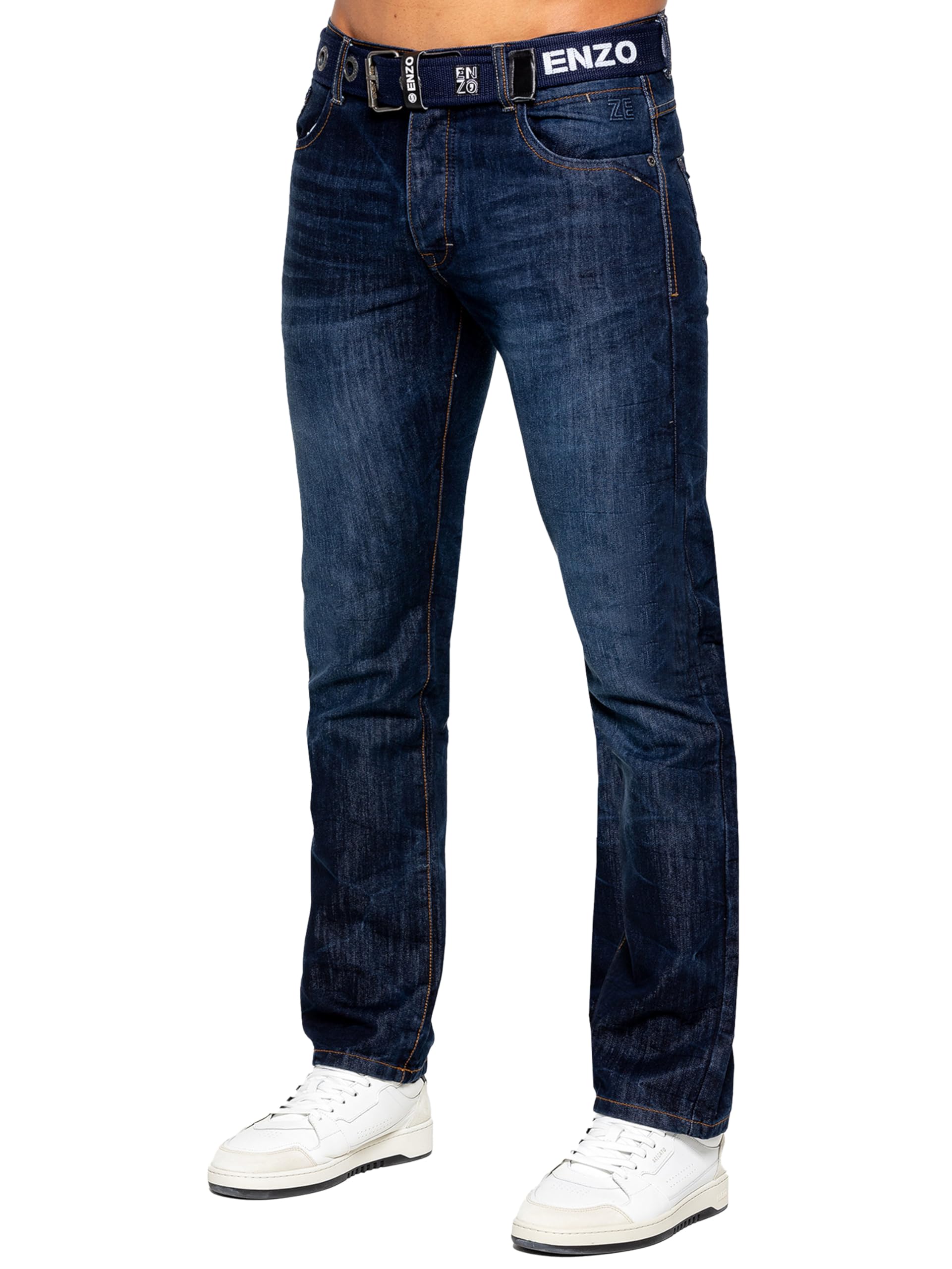 989Zé ENZO Regular Fit Pant Jeans Pantalones Vaqueros con Cinturon para Hombre
