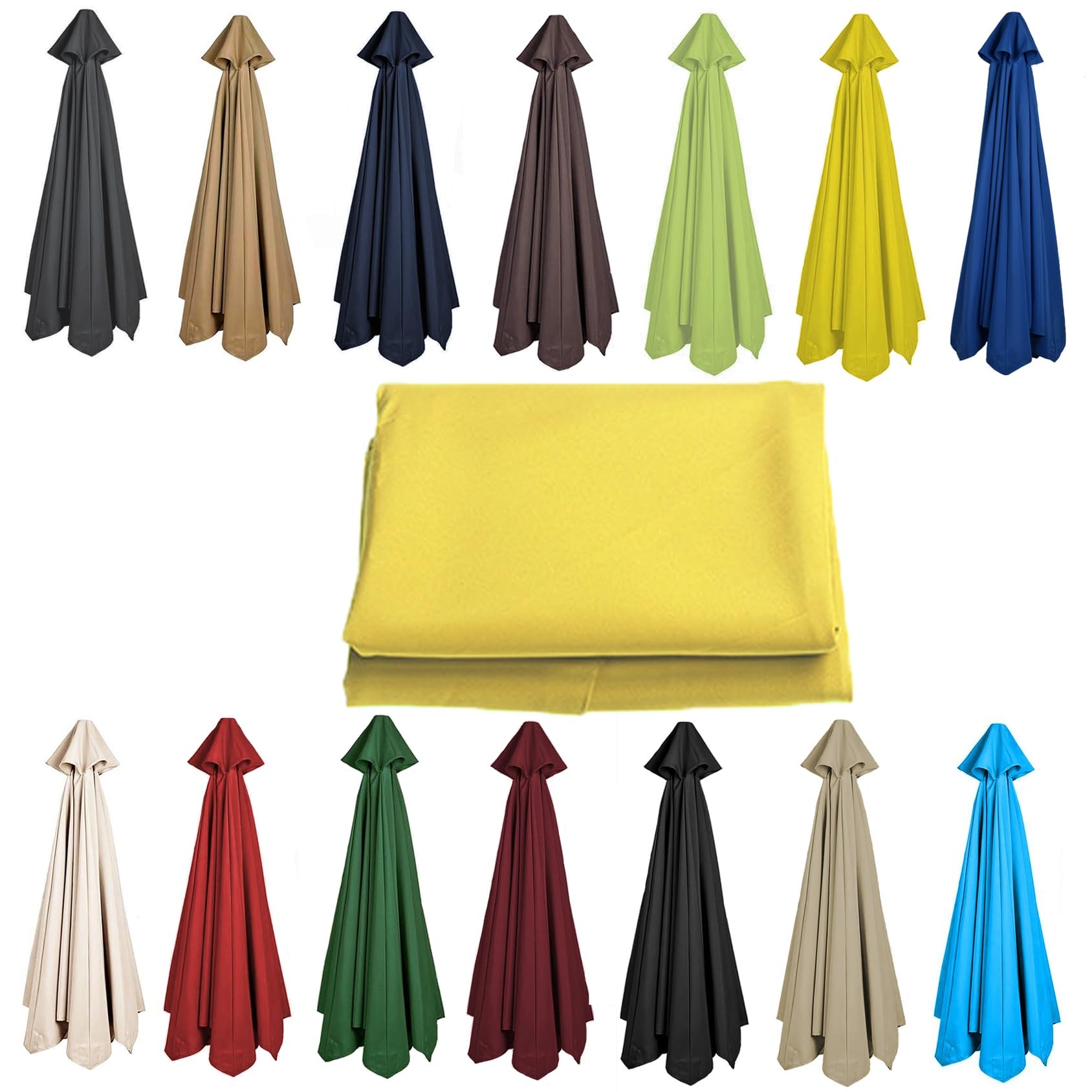 CMJYMX 200CM 2.7M 300CM Umbrella Replacement Parasol Canopy, UV50+, Waterproof, 6/8 Ribs Sun Umbrella Replacement Cloth Garden Canopy Cover Replacement Cover(Color:Yellow,Size:8 ribs-2.7m(8.8ft))