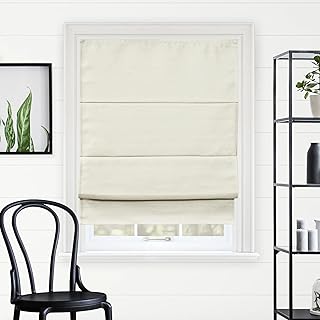 CHICOLOGY Roman Shades for Windows, Roman Window Shades, Blackout Window Treatments for Home 31" W X 64" H, Del Mar Moon Shell (Blackout)