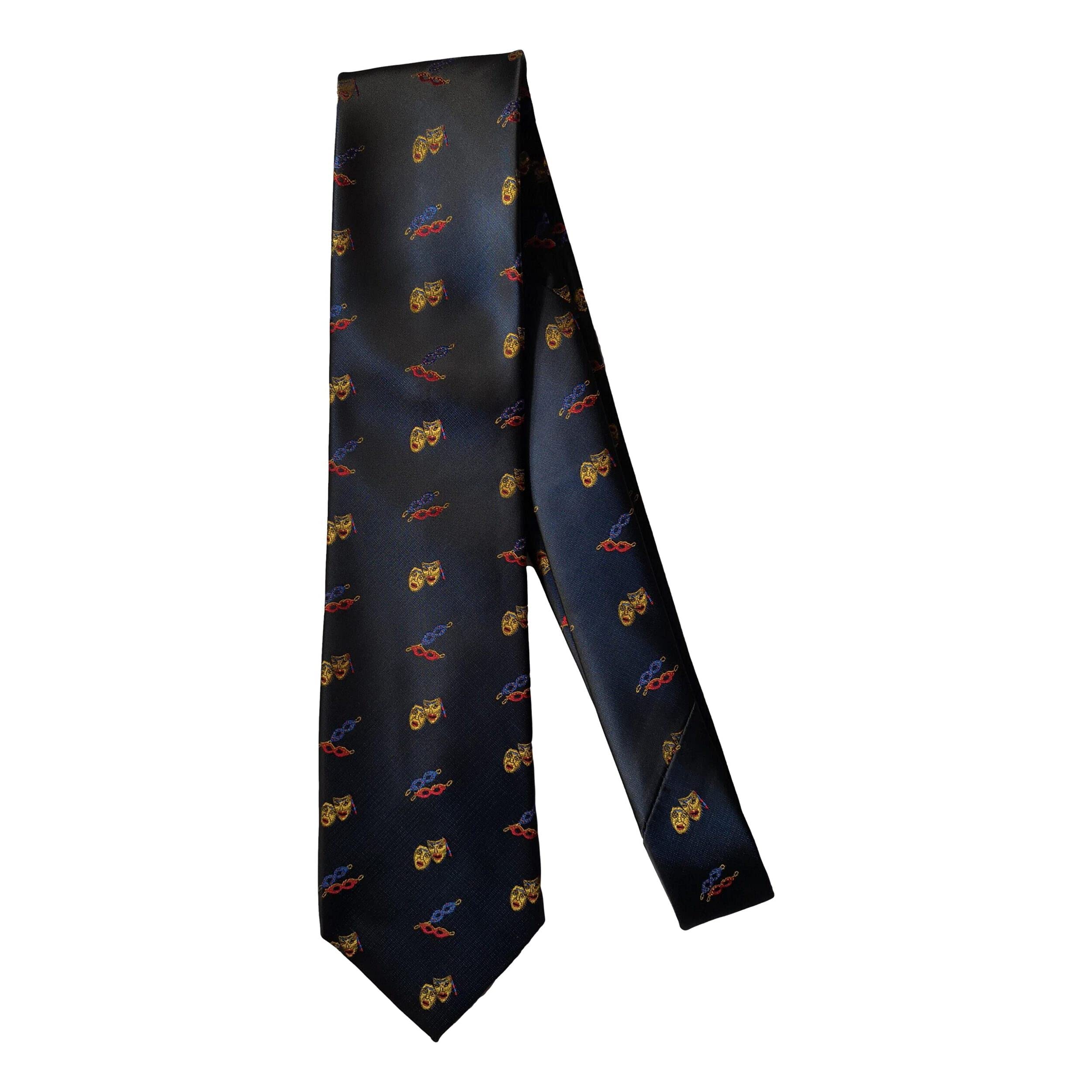 THE TIE STUDIO - Theatre & Masquerade Masks Navy Blue Luxury Men's Novelty Tie