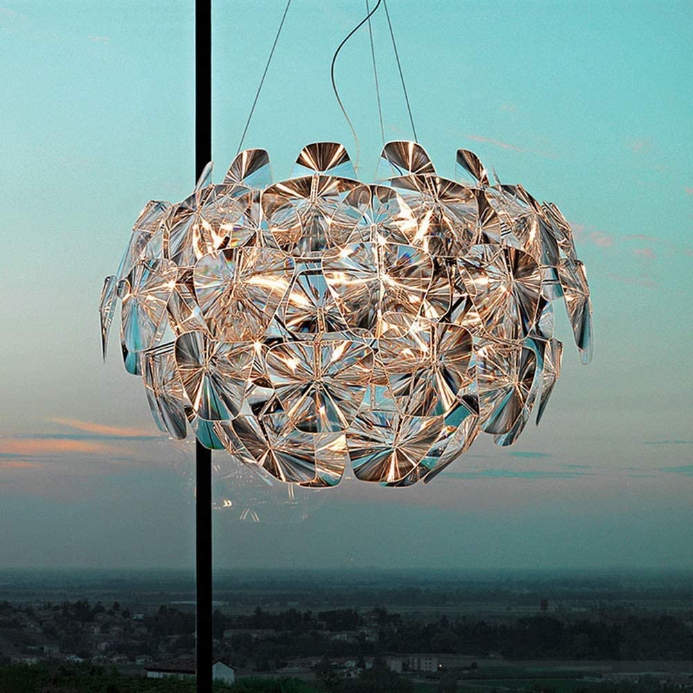 LDDENDP Villa Decorative Mirror Light 43.3" Luxury Lighting DIY Fashion Pendant Light Large Chandelier Acrylic Ceiling Hanging Light E27 Modern Minimalist Fixture For Living Room Bedroom Dining Room