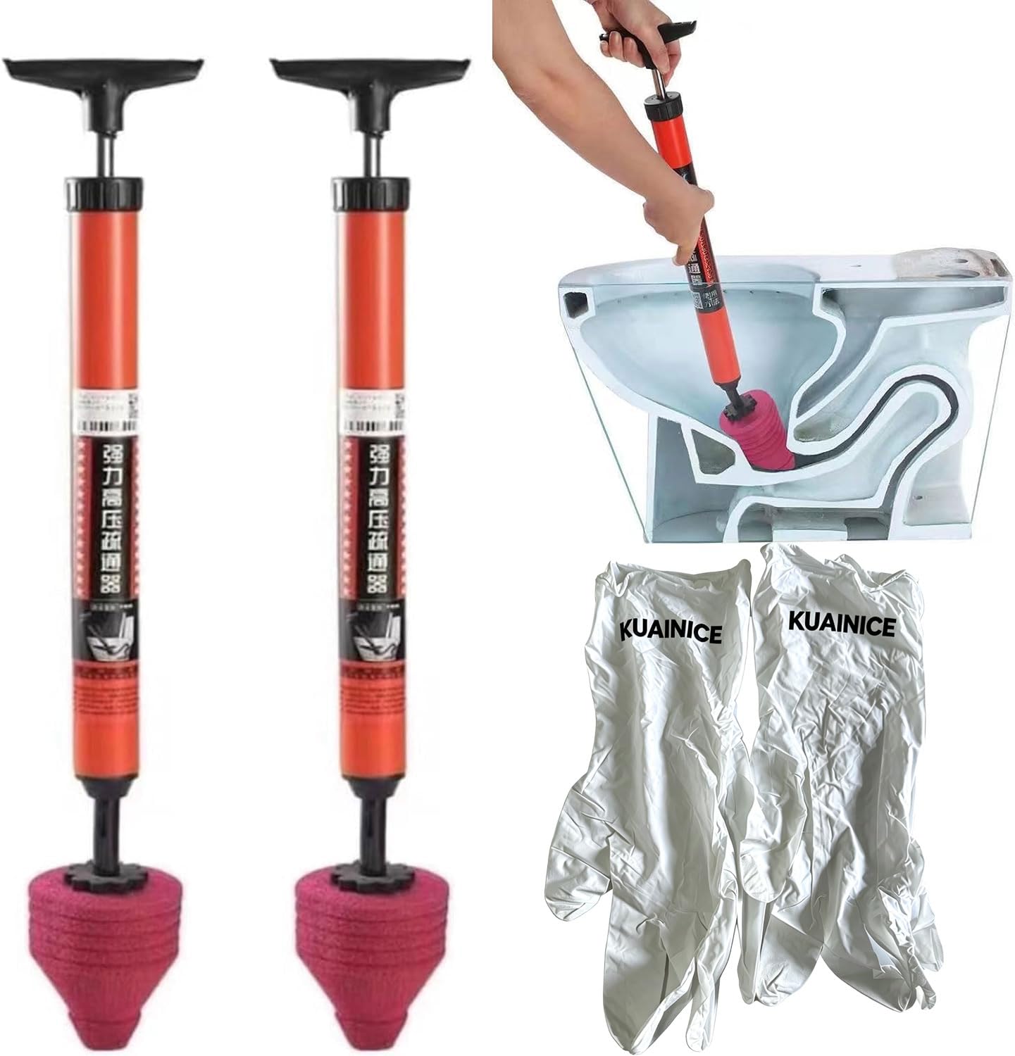 High Pressure Toilet Unblock a Shot,Heavy Duty Toilet Unblocker Plunger,Drain Clog Remover,Floor Drain,Clogged Pipe(2)