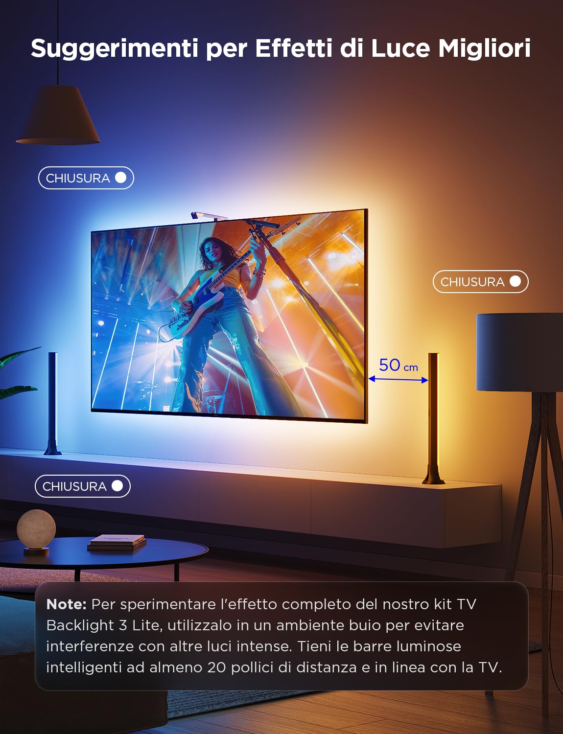 Govee TV Backlight 3 Lite per TV da 55-65 pollici, 16 milioni di colori | Striscia LED RGBIC da 3,6 m con telecamera, barra luminosa intelligente da 15 pollici, compatibile con Alexa e Google Home