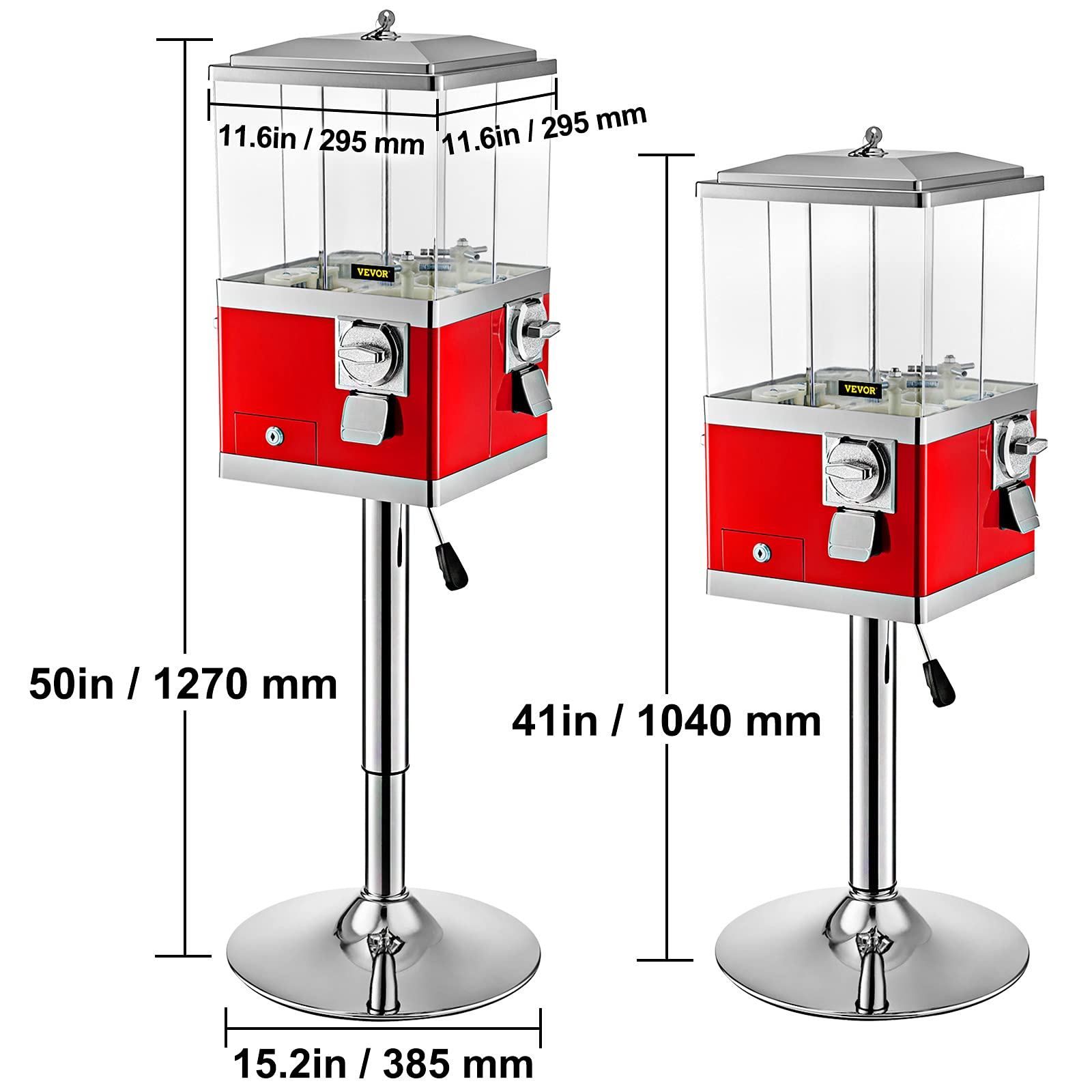 Buy VEVOR Candy Vending Machine with Stand,Red Candy Dispenser,Rotatable Four Compartments Candy