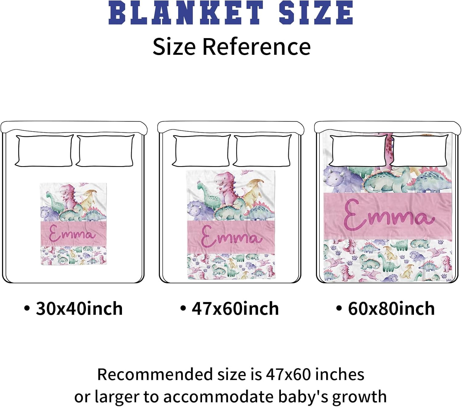 Personalized Crib Bedding Set, Toddler Dinosaur Theme Set with Name, 2 Pcs Baby Crib Set for Infant Baby, Double Layer Blanket and Crib Sheet, Newborns Gifts for Baby Boys