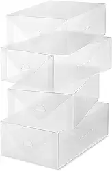 Whitmor Caixa de sapato feminina Clear Vue, conjunto de 4, branco, 4 unidades