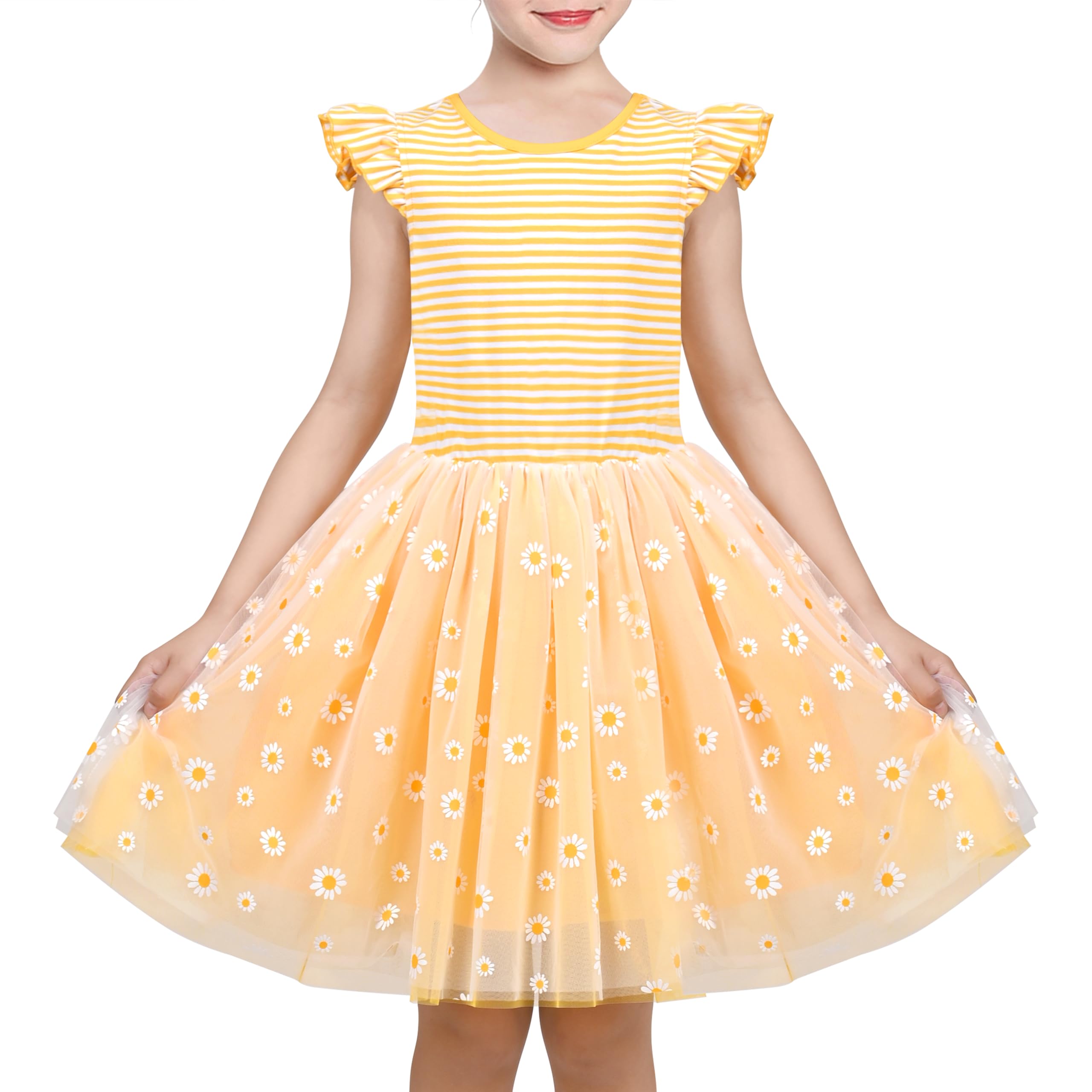 Sunny Fashion Girls Dress Purple Short Sleeve Rainbow Tulle Skirt Birthday Party